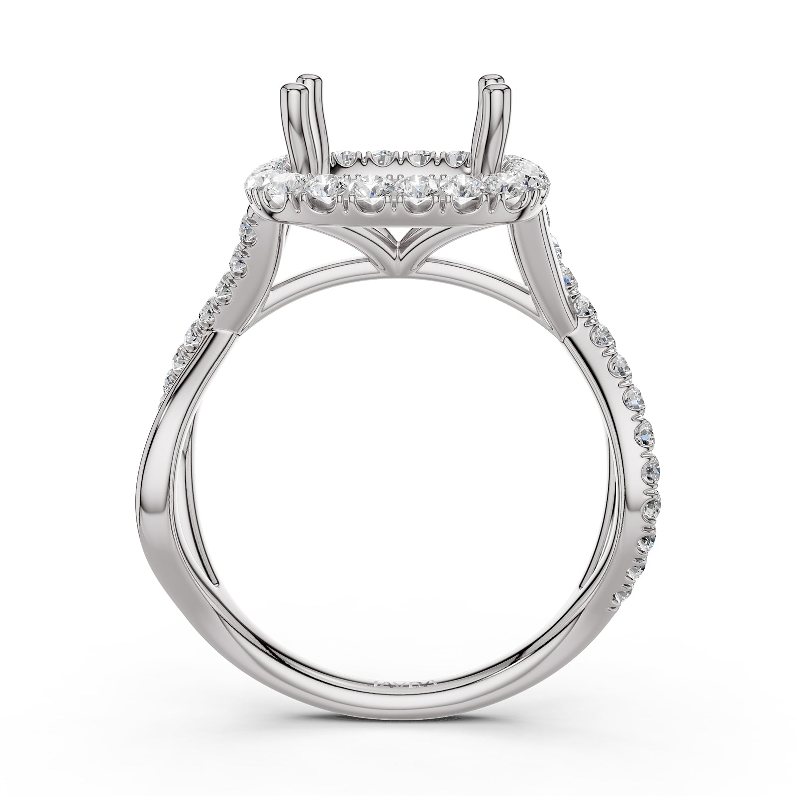 Twisted Halo XOXO Style Semi Mount Lab Grown Diamond Engagement Ring 0.70Ct.
