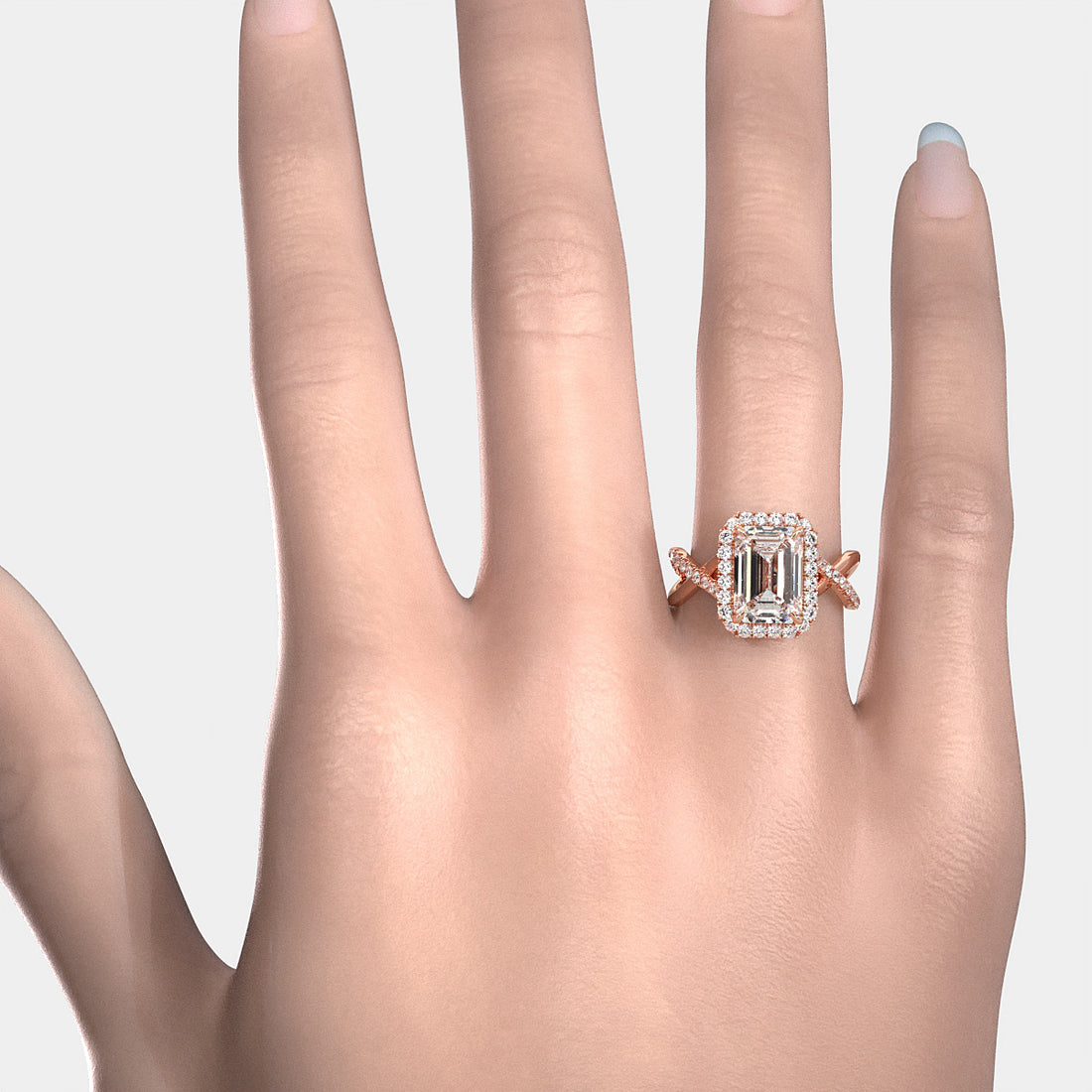 Twisted Halo XOXO Style Lab Grown Diamond Engagement Ring IGI Certified 3.70 Ctw.