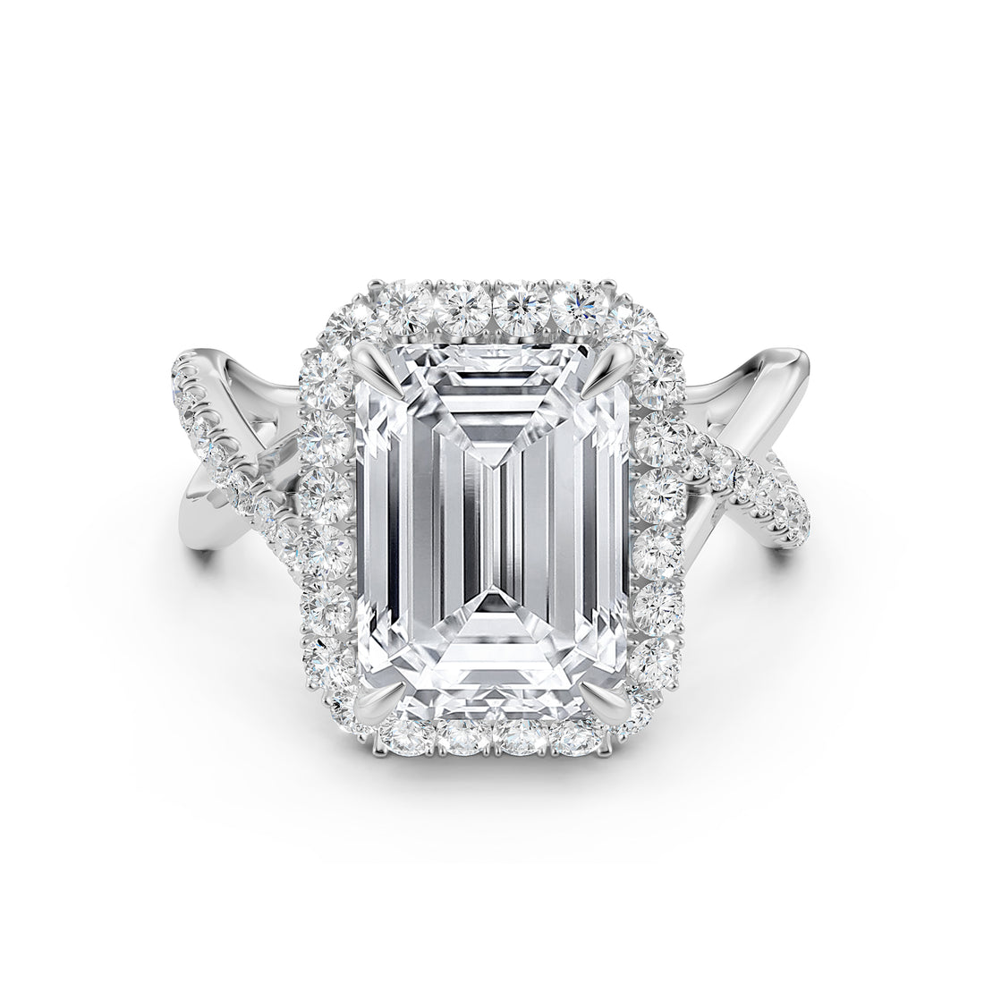 Twisted Halo XOXO Style Lab Grown Diamond Engagement Ring IGI Certified 3.70 Ctw.