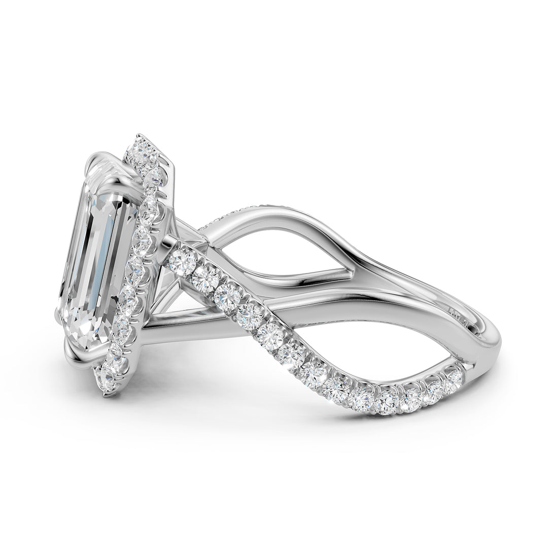 Twisted Halo XOXO Style Lab Grown Diamond Engagement Ring IGI Certified 3.70 Ctw.