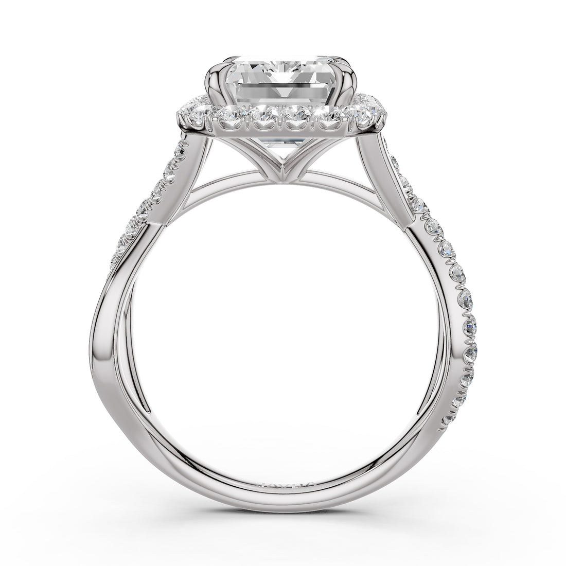 Twisted Halo XOXO Style Lab Grown Diamond Engagement Ring IGI Certified 3.70 Ctw.
