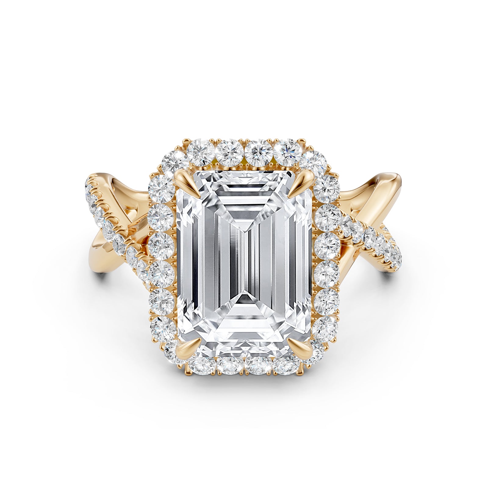 Twisted Halo XOXO Style Lab Grown Diamond Engagement Ring IGI Certified 3.70 Ctw.