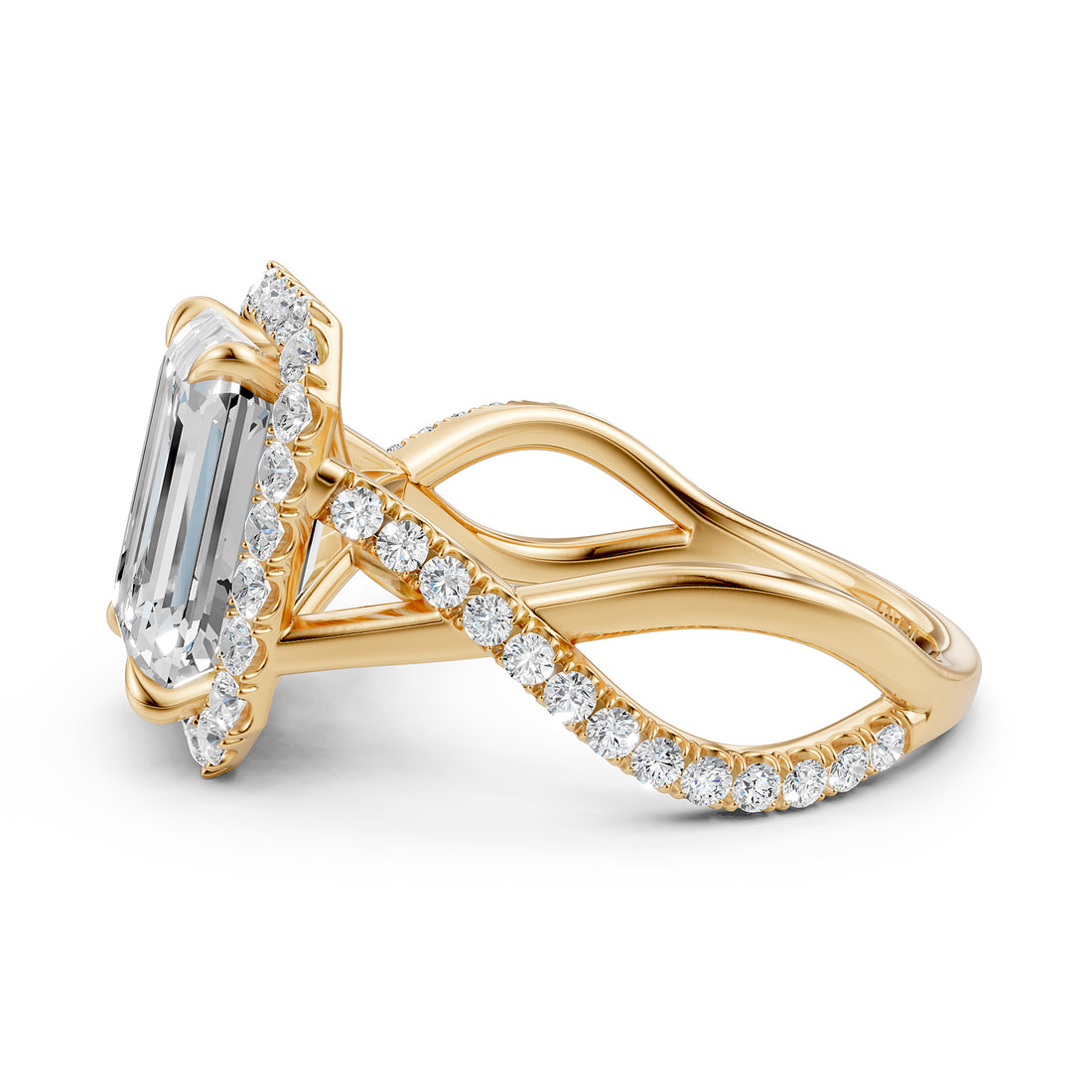 Twisted Halo XOXO Style Lab Grown Diamond Engagement Ring IGI Certified 3.70 Ctw.