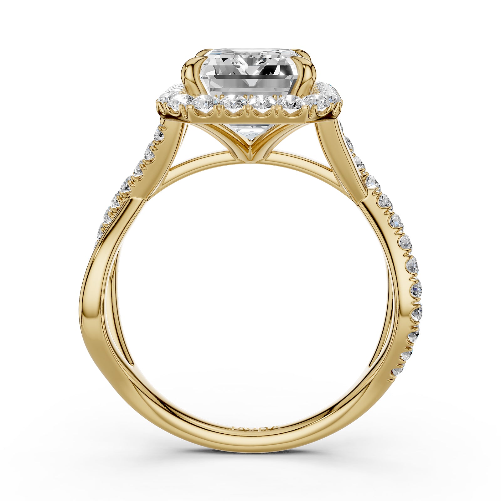 Twisted Halo XOXO Style Lab Grown Diamond Engagement Ring IGI Certified 3.70 Ctw.