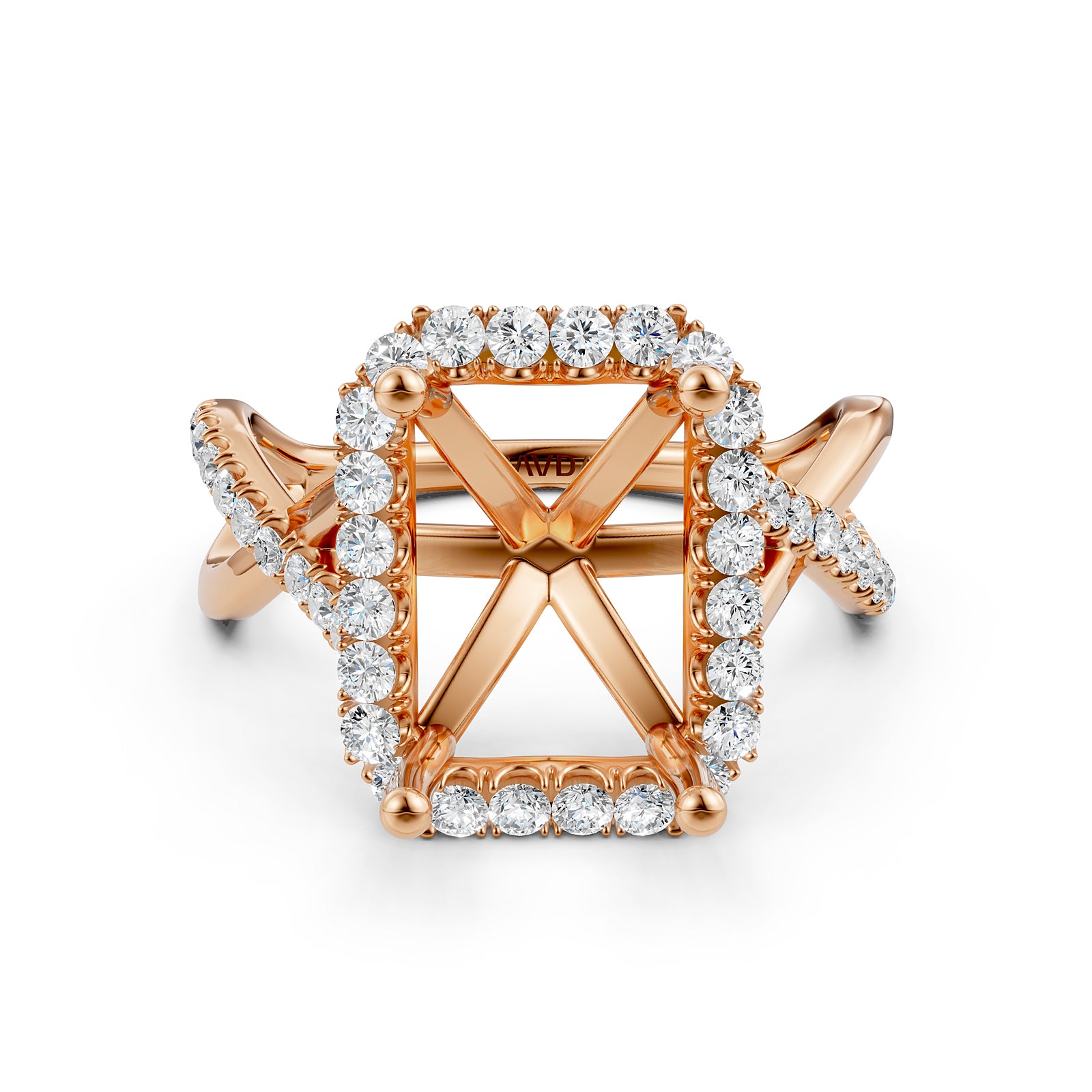 Twisted Halo XOXO Style Semi Mount Lab Grown Diamond Engagement Ring 0.70Ct.