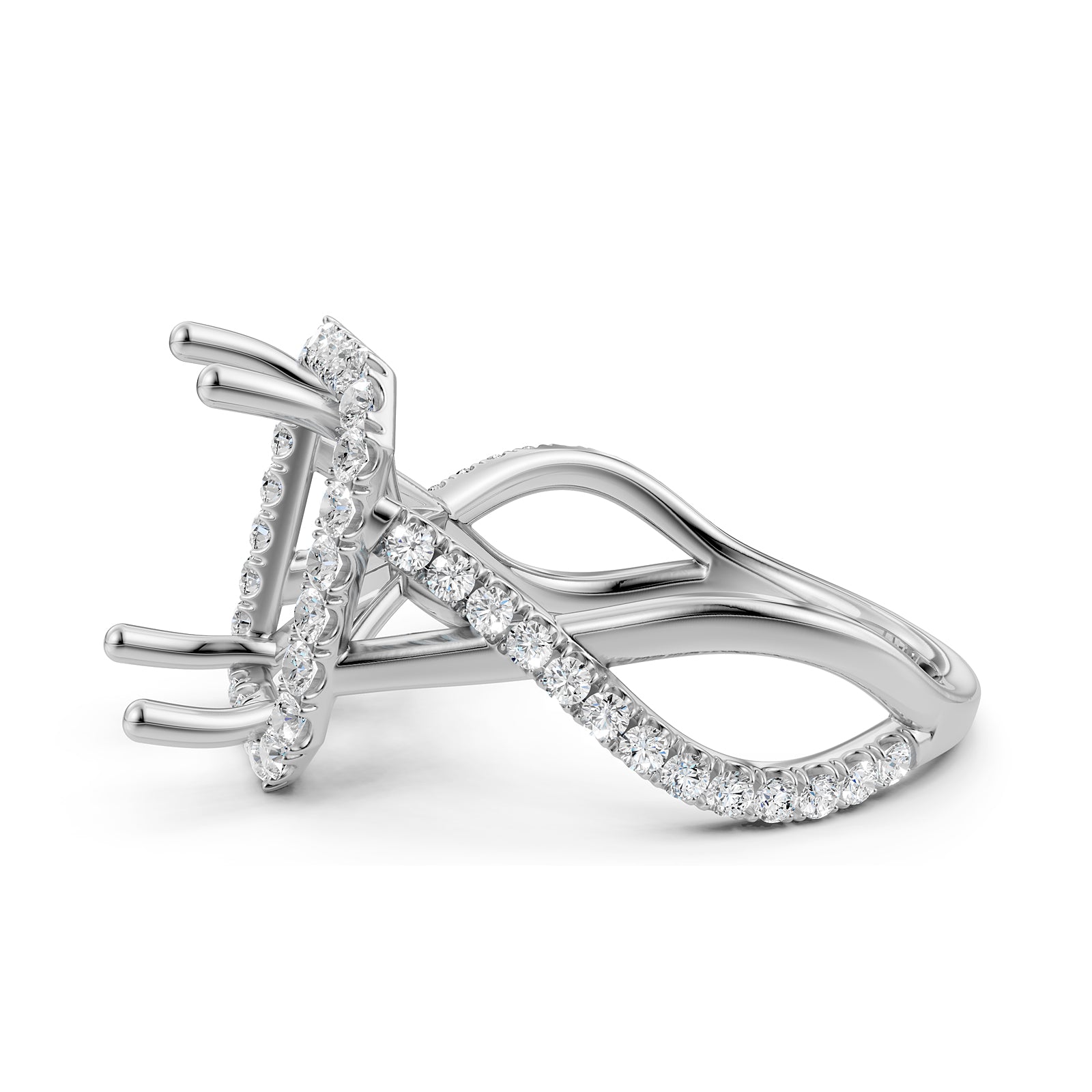 Twisted Halo XOXO Style Semi Mount Lab Grown Diamond Engagement Ring 0.70Ct.