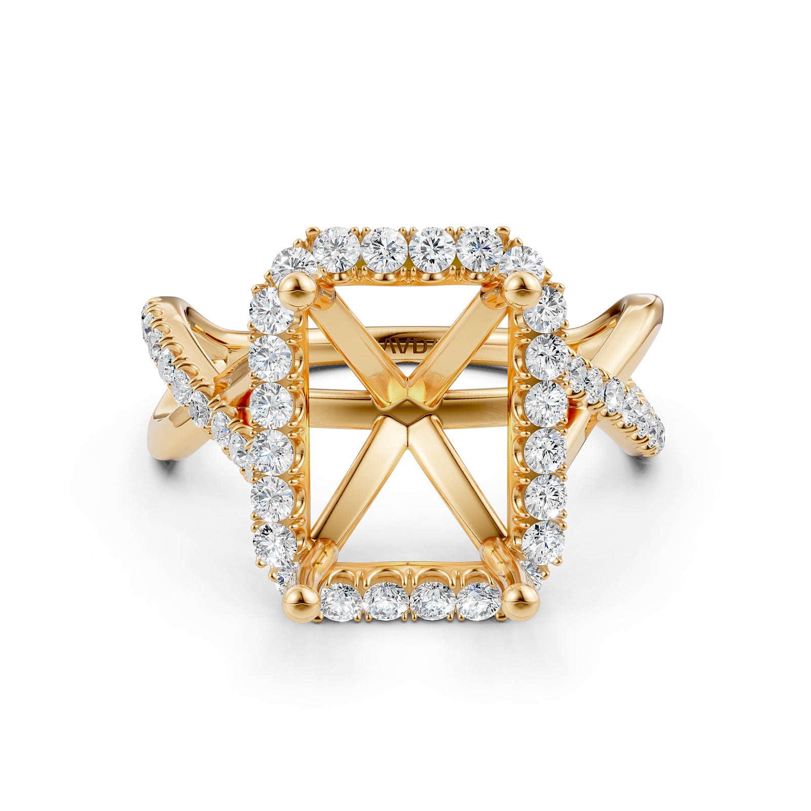 Twisted Halo XOXO Style Semi Mount Lab Grown Diamond Engagement Ring 0.70Ct.