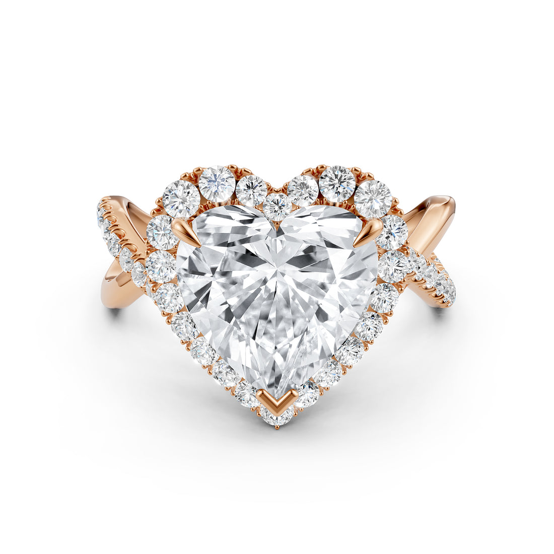 Twisted Halo XOXO Style Lab Grown Diamond Engagement Ring IGI Certified 3.70 Ctw.