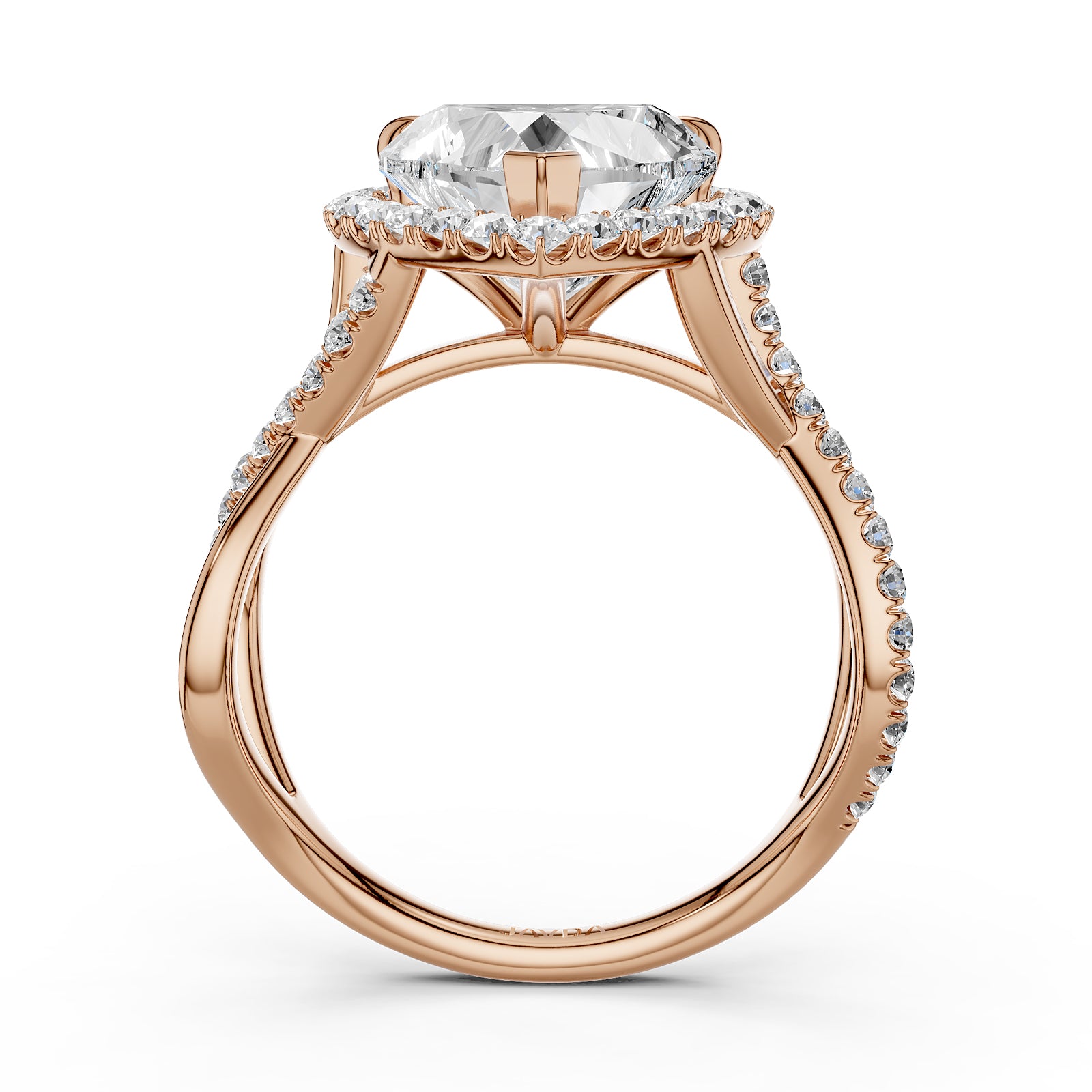 Twisted Halo XOXO Style Lab Grown Diamond Engagement Ring IGI Certified 3.70 Ctw.