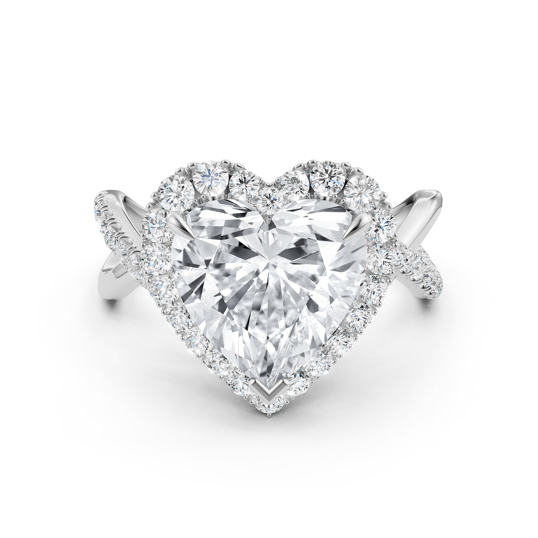 Twisted Halo XOXO Style Lab Grown Diamond Engagement Ring IGI Certified 3.70 Ctw.
