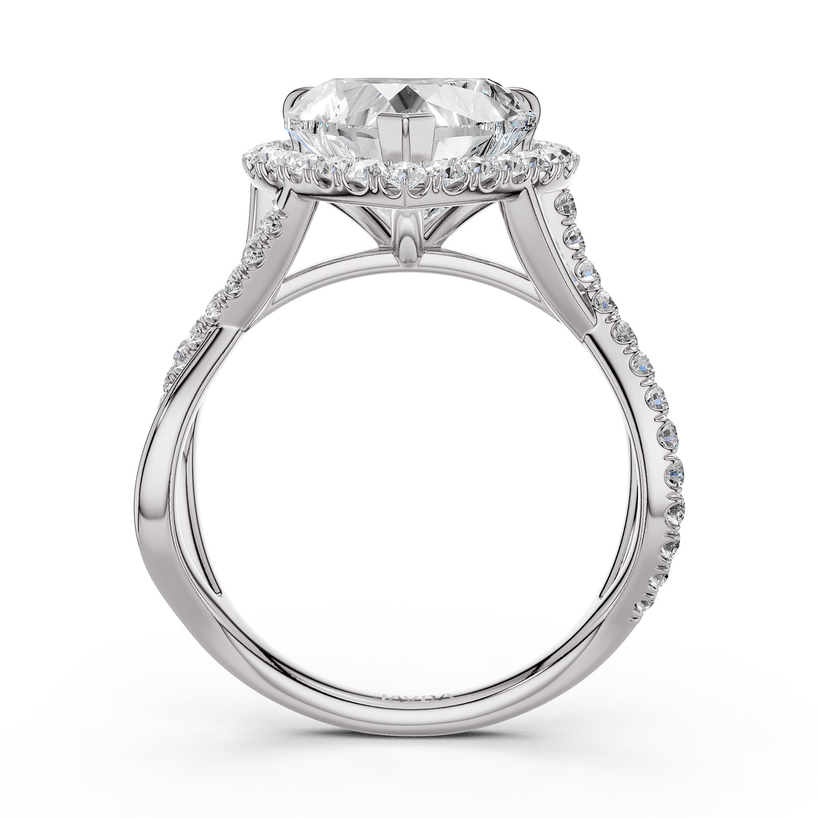 Twisted Halo XOXO Style Lab Grown Diamond Engagement Ring IGI Certified 3.70 Ctw.