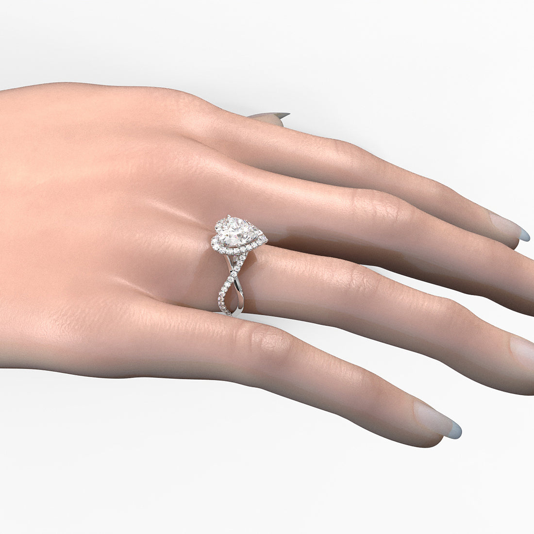 Twisted Halo XOXO Style Lab Grown Diamond Engagement Ring IGI Certified 3.70 Ctw.