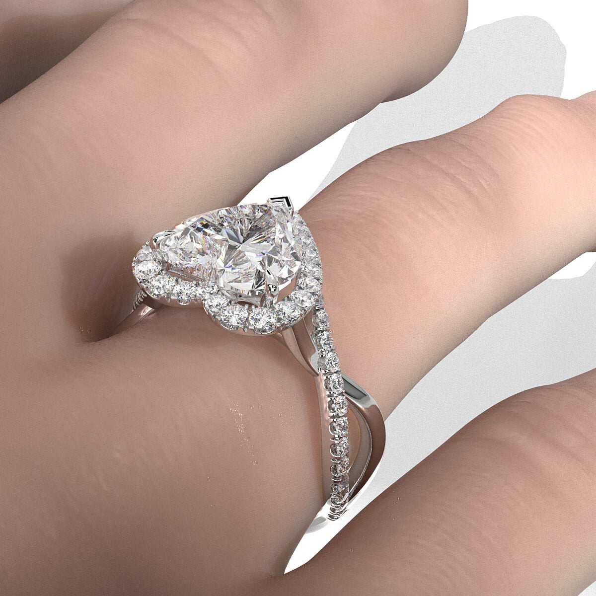 Twisted Halo XOXO Style Lab Grown Diamond Engagement Ring IGI Certified 3.70 Ctw.