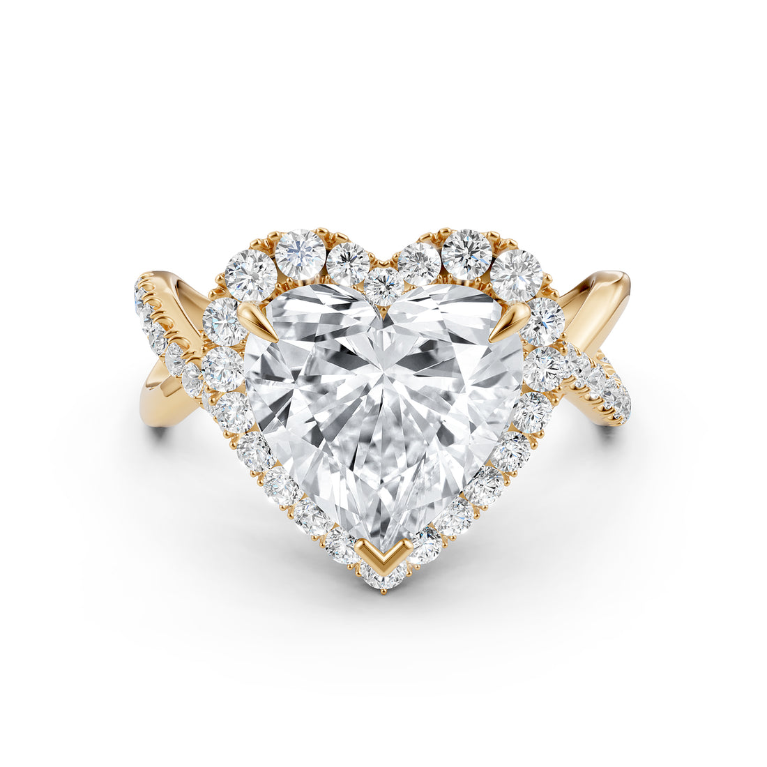 Twisted Halo XOXO Style Lab Grown Diamond Engagement Ring IGI Certified 3.70 Ctw.