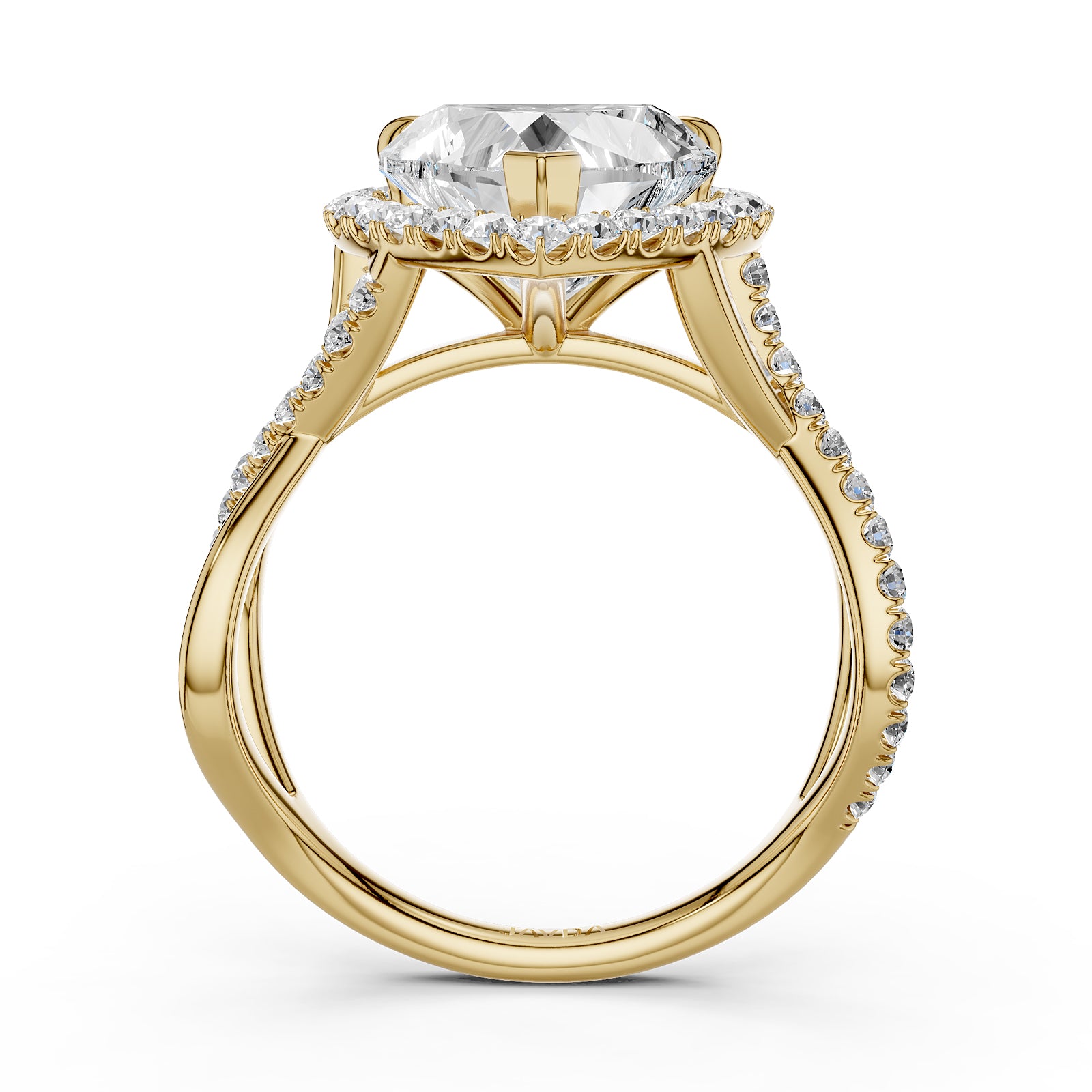 Twisted Halo XOXO Style Heart Diamond Engagement Ring in 14k White Gold