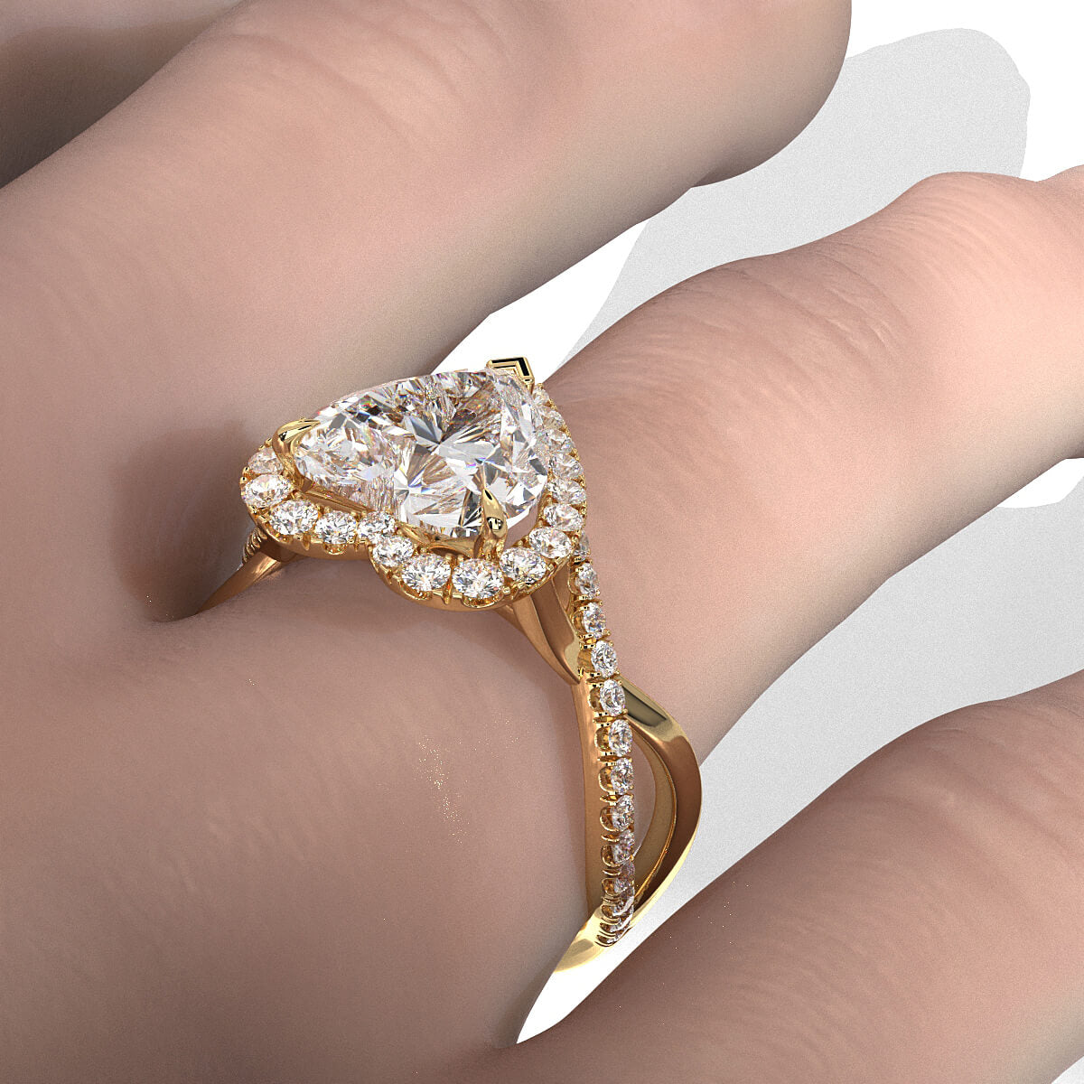 Twisted Halo XOXO Style Lab Grown Diamond Engagement Ring IGI Certified 3.70 Ctw.