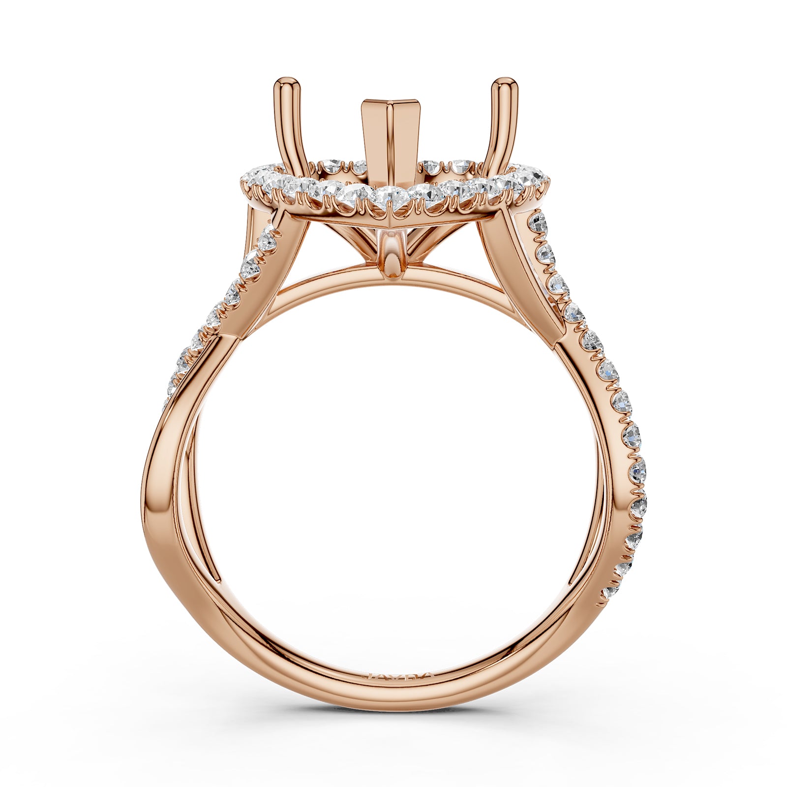 Twisted Halo XOXO Style Semi Mount Lab Grown Diamond Engagement Ring 0.70Ct.