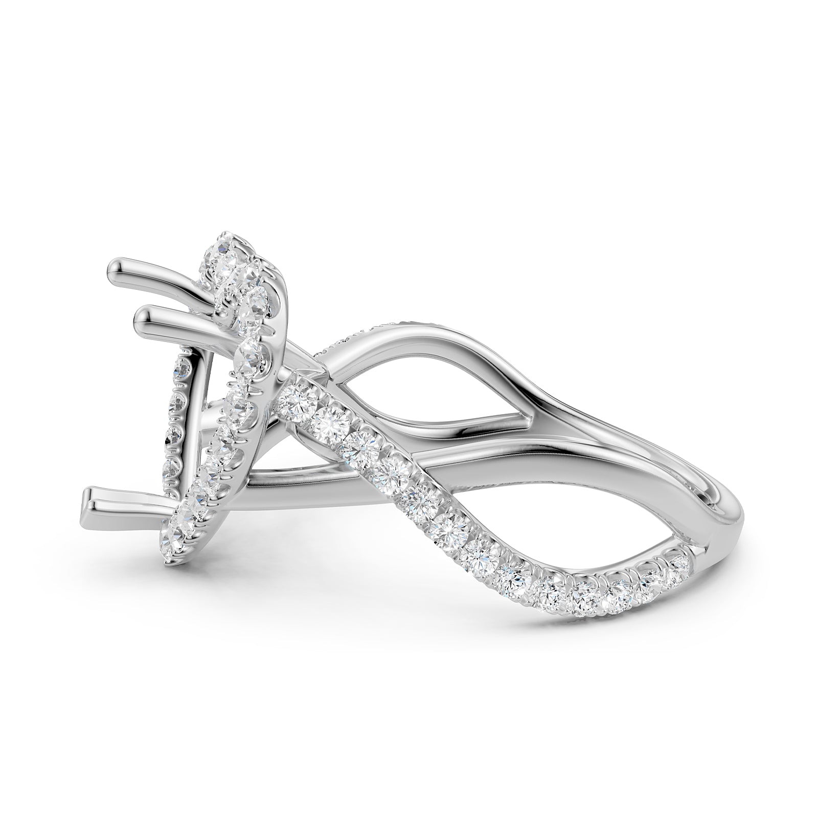 Twisted Halo XOXO Style Semi Mount Lab Grown Diamond Engagement Ring 0.70Ct.