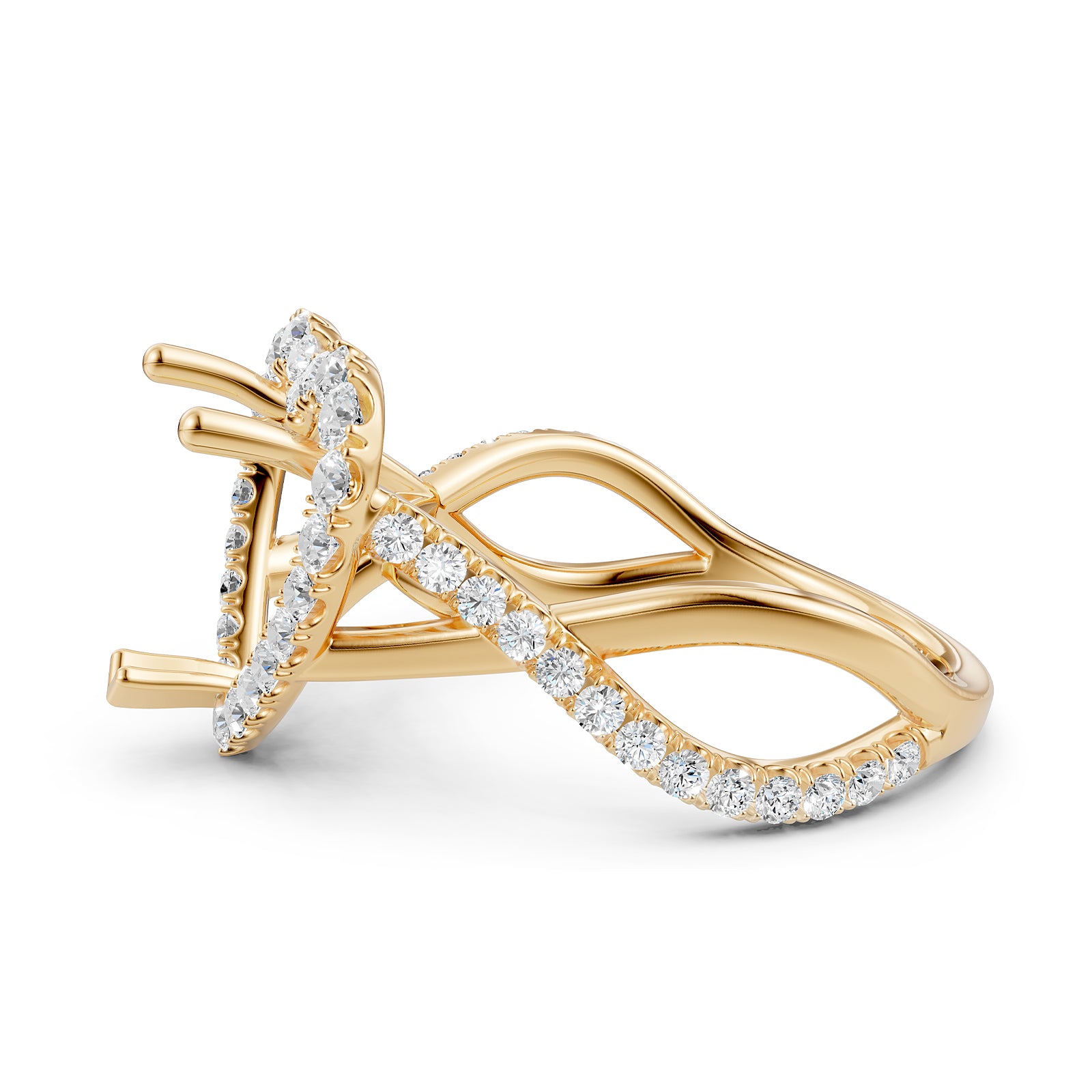 Twisted Halo XOXO Style Semi Mount Lab Grown Diamond Engagement Ring 0.70Ct.