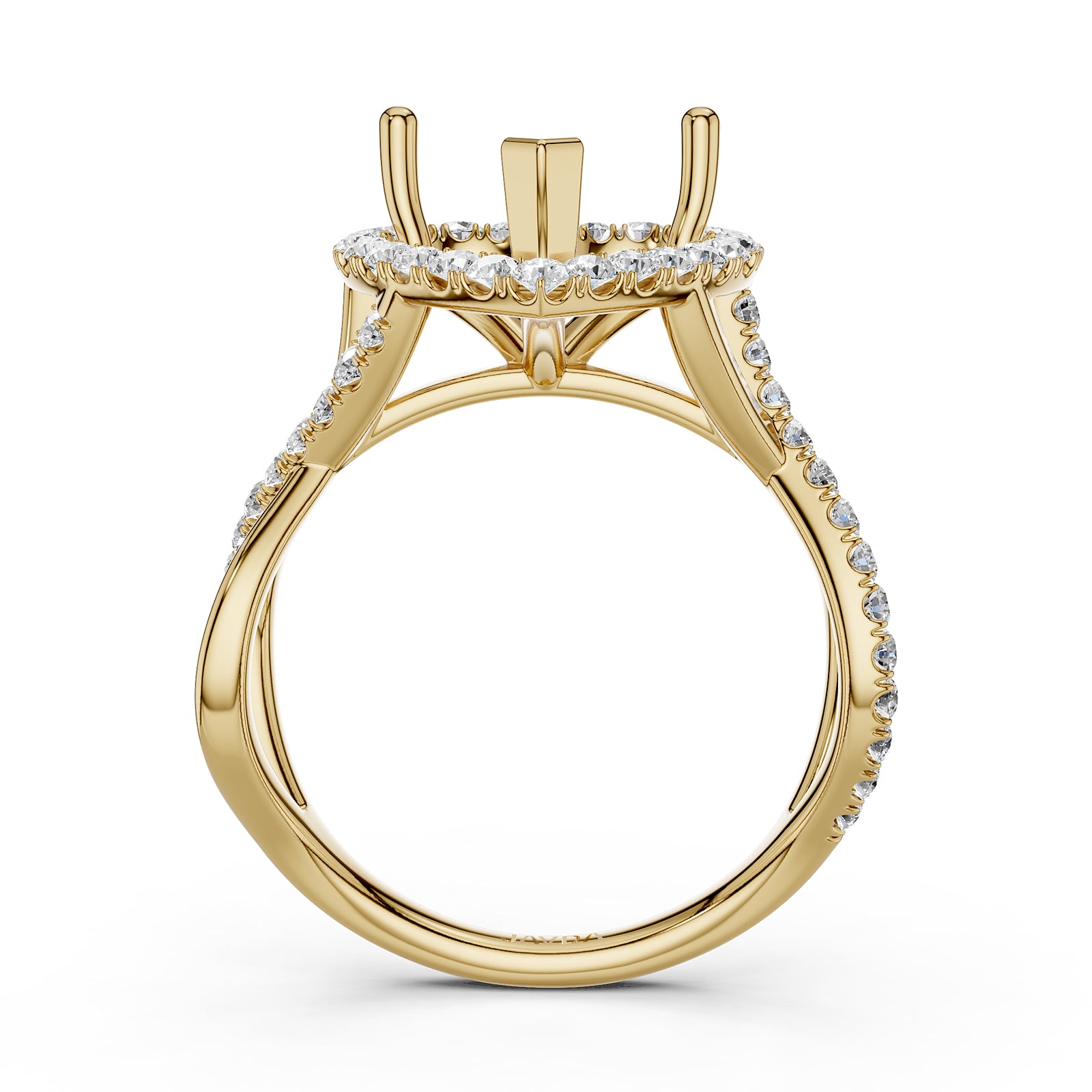 Twisted Halo XOXO Style Semi Mount Lab Grown Diamond Engagement Ring 0.70Ct.