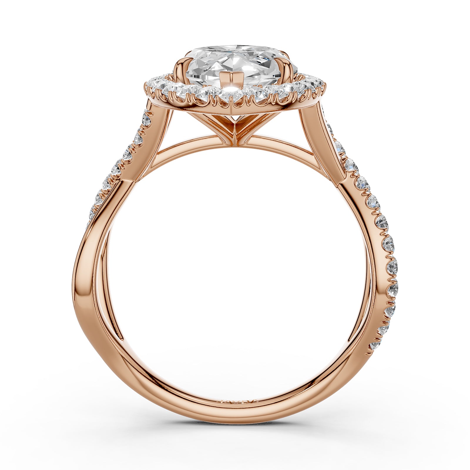 Twisted Halo XOXO Style Lab Grown Diamond Engagement Ring IGI Certified 3.70 Ctw.