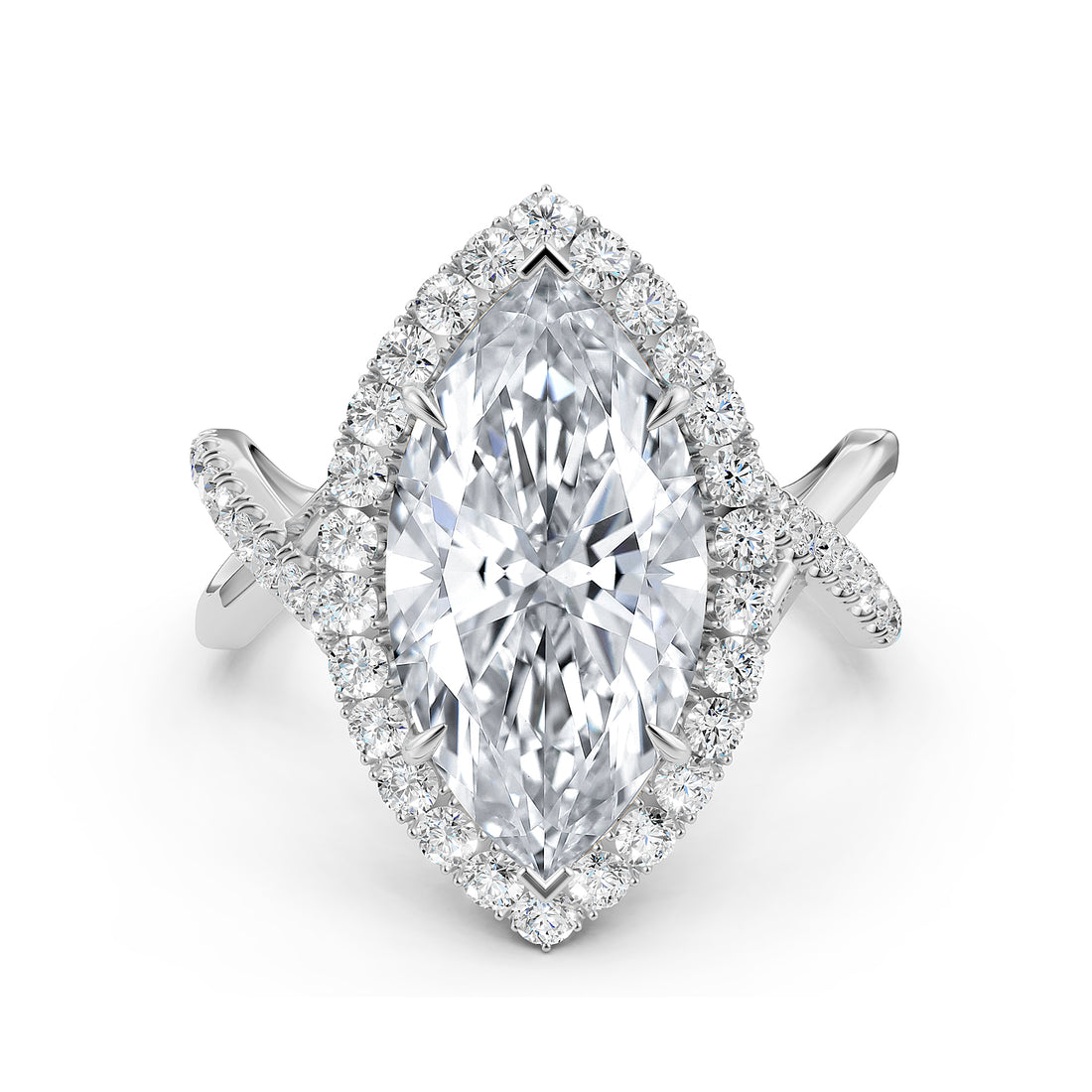 Twisted Halo XOXO Style Lab Grown Diamond Engagement Ring IGI Certified 3.70 Ctw.