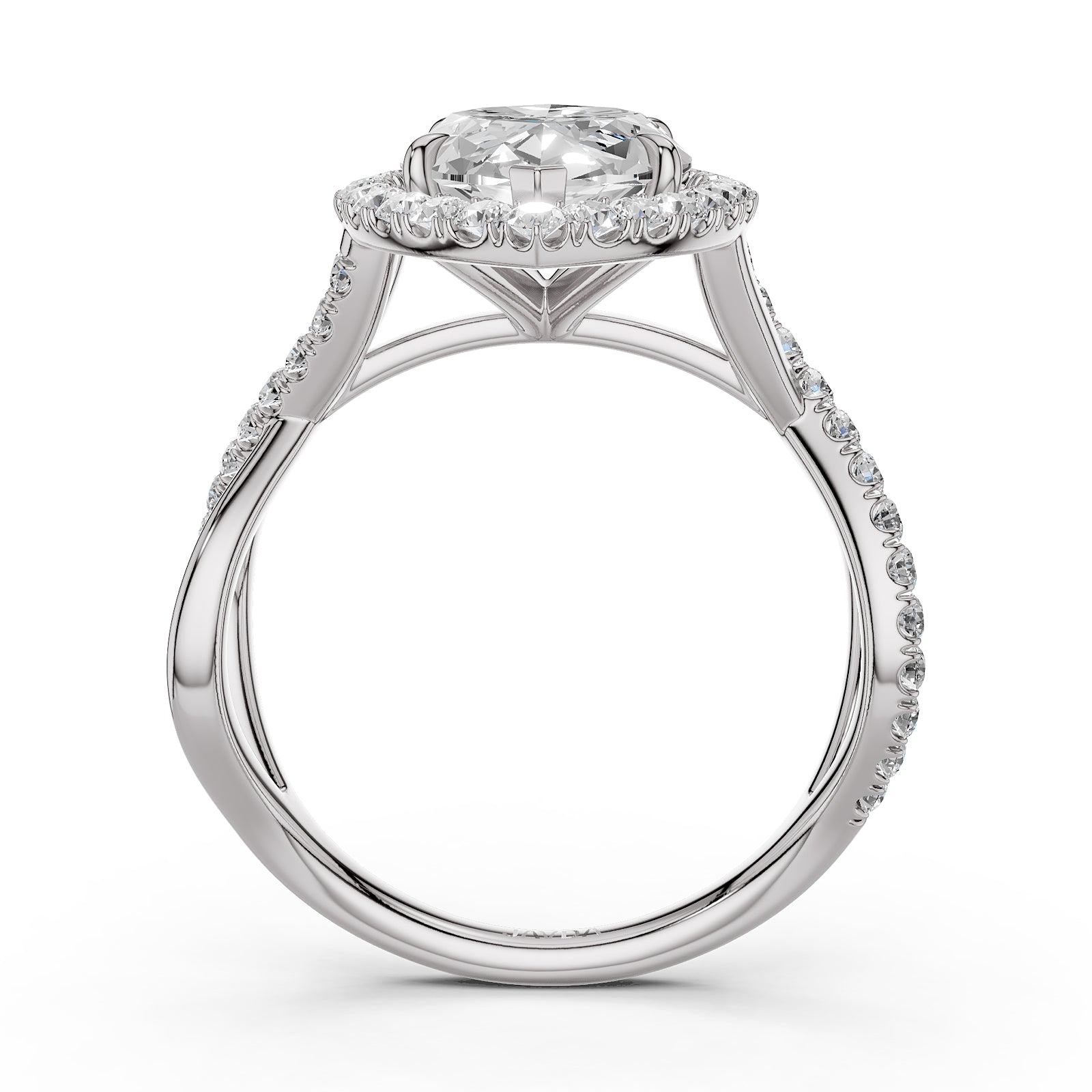 Twisted Halo XOXO Style Lab Grown Diamond Engagement Ring IGI Certified 3.70 Ctw.
