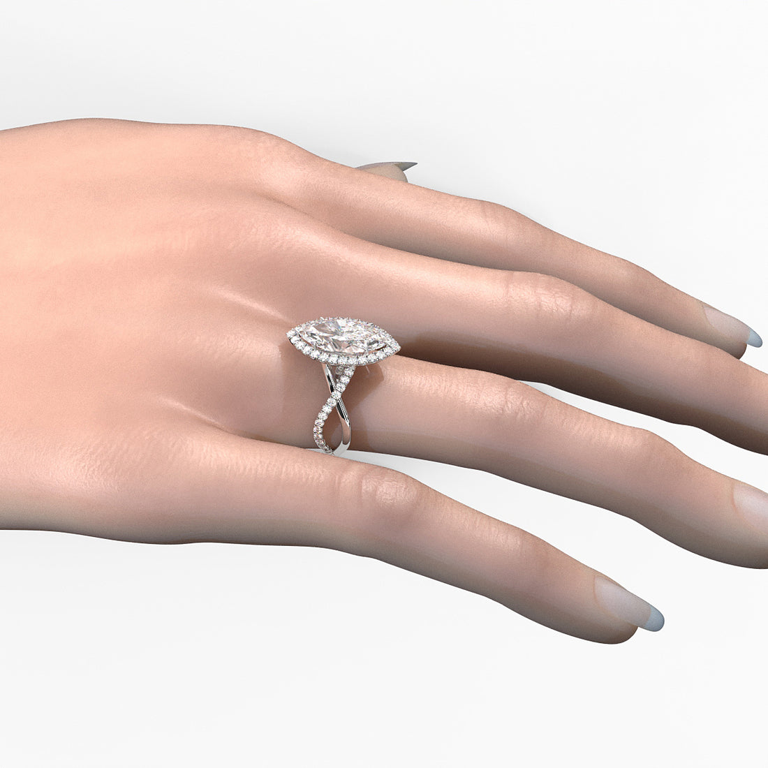 Twisted Halo XOXO Style Lab Grown Diamond Engagement Ring IGI Certified 3.70 Ctw.