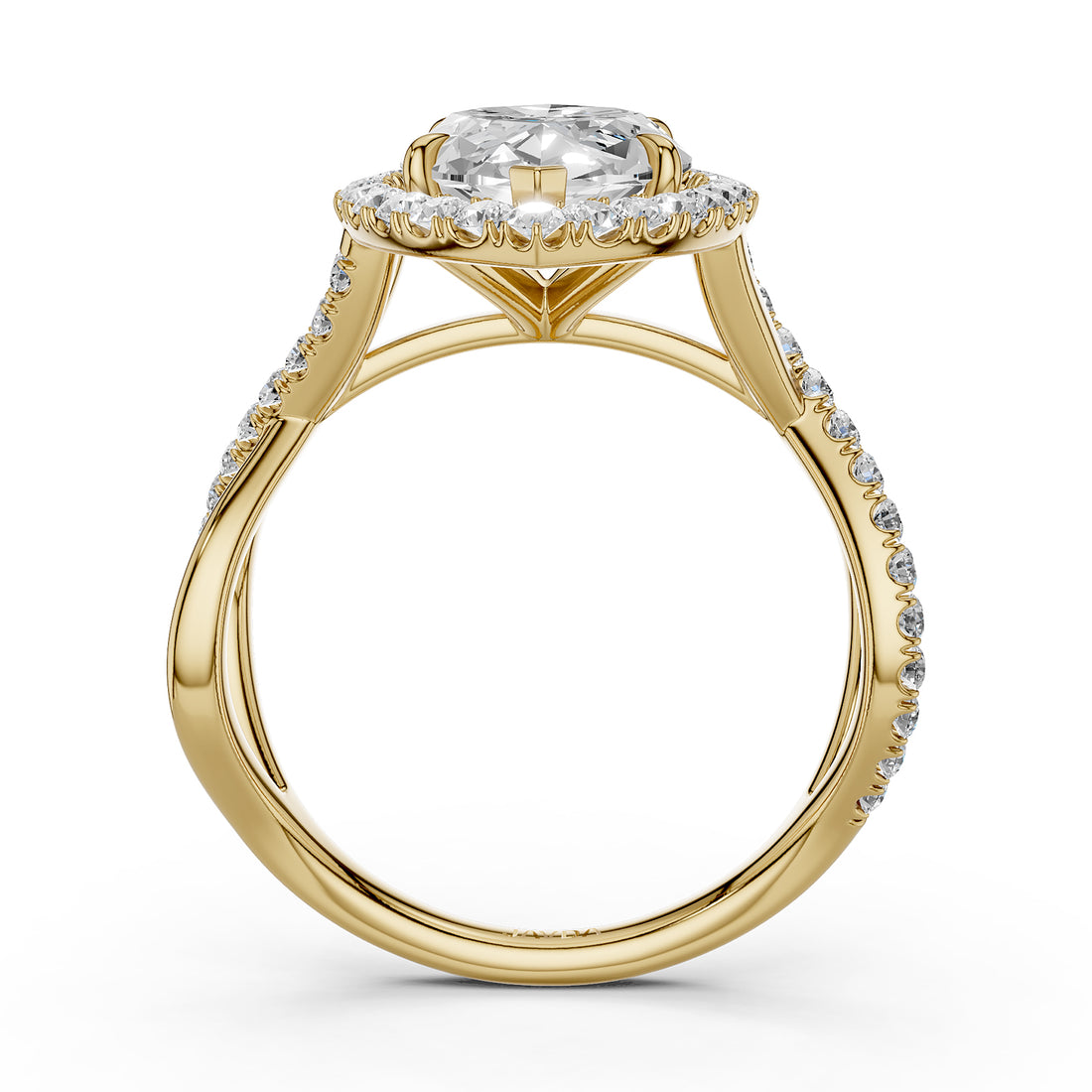 Twisted Halo XOXO Style Lab Grown Diamond Engagement Ring IGI Certified 3.70 Ctw.