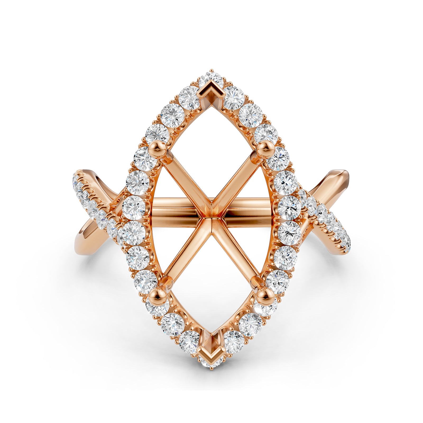 Twisted Halo XOXO Style Semi Mount Lab Grown Diamond Engagement Ring 0.70Ct.