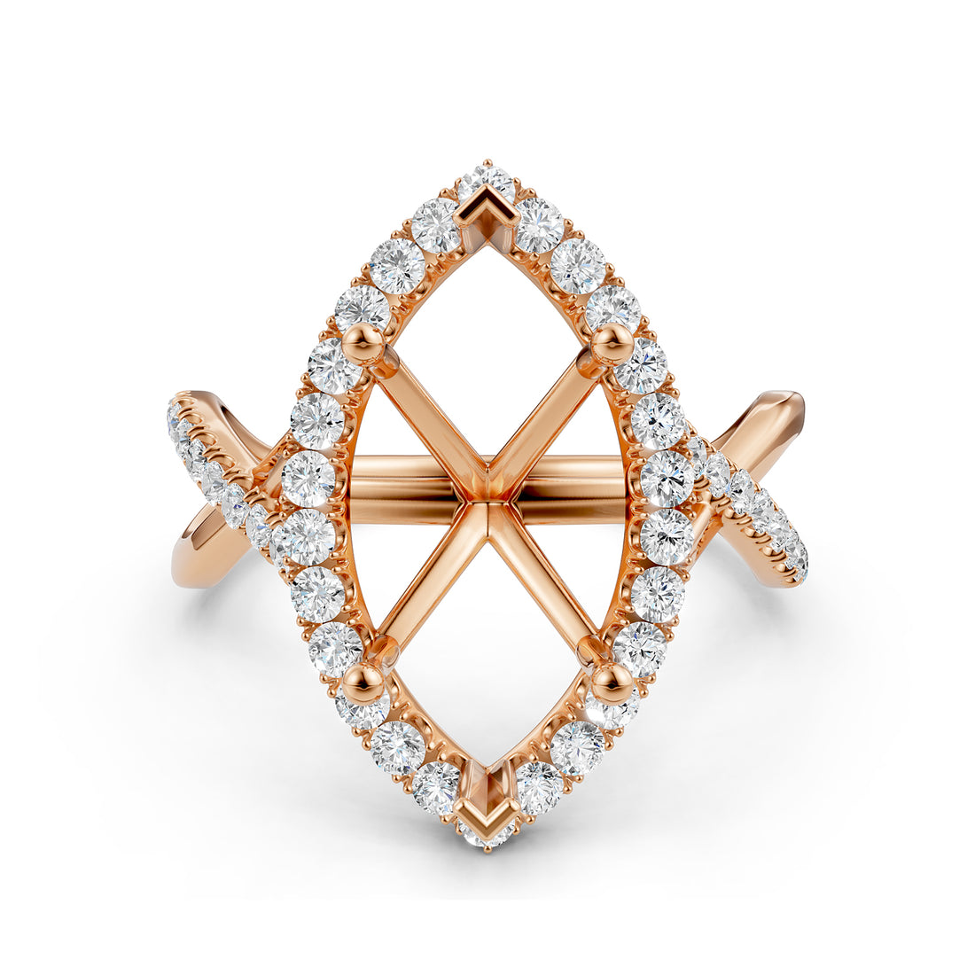 Twisted Halo XOXO Style Semi Mount Lab Grown Diamond Engagement Ring 0.70Ct.