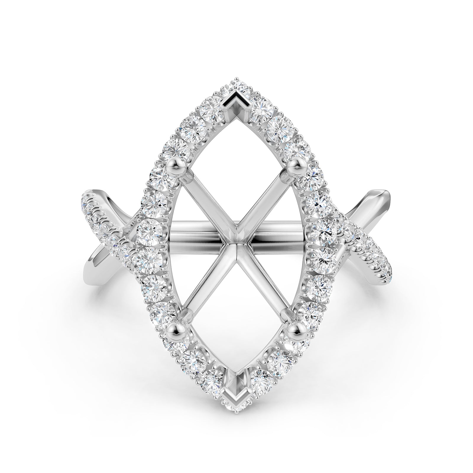 Twisted Halo XOXO Style Semi Mount Lab Grown Diamond Engagement Ring 0.70Ct.