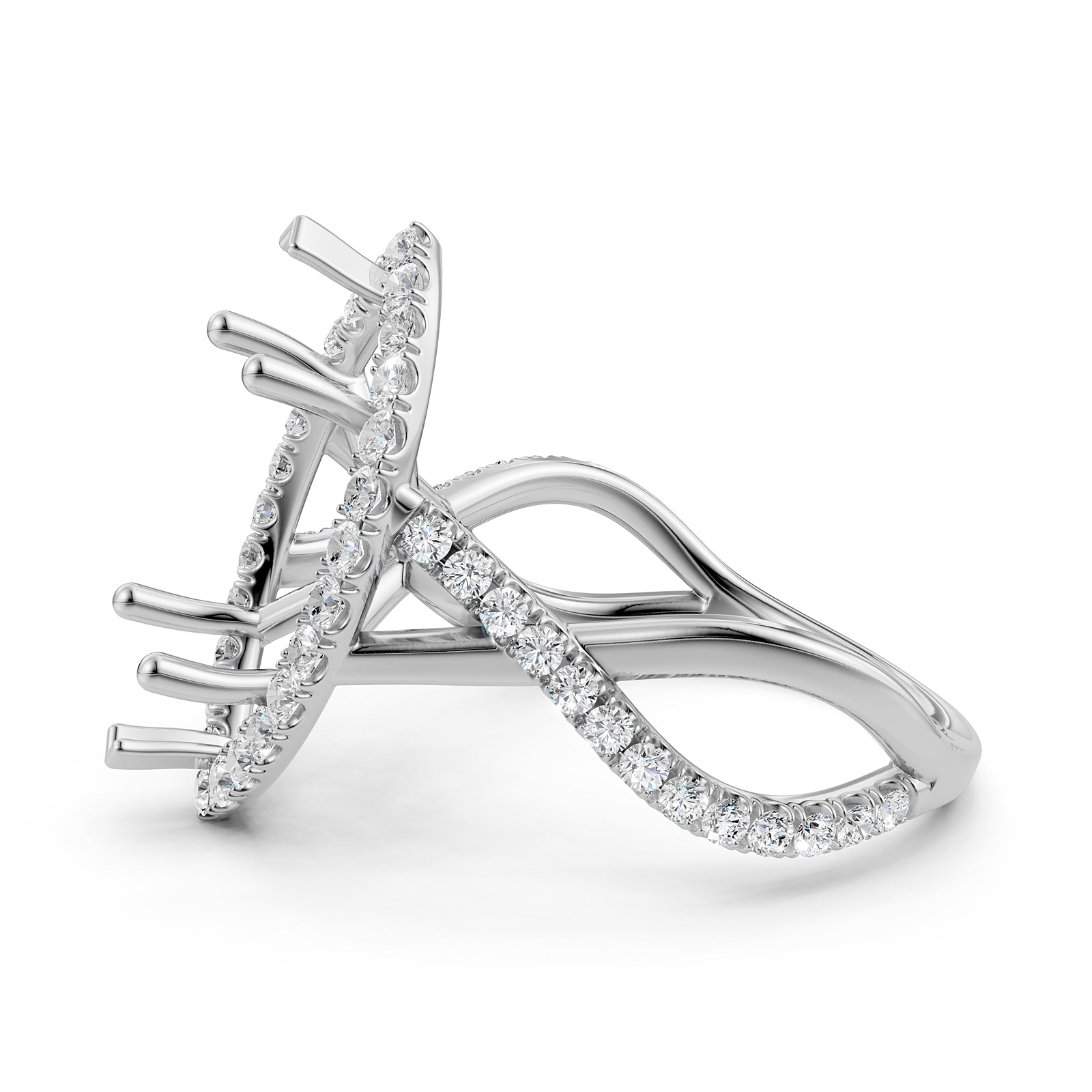 Twisted Halo XOXO Style Semi Mount Lab Grown Diamond Engagement Ring 0.70Ct.