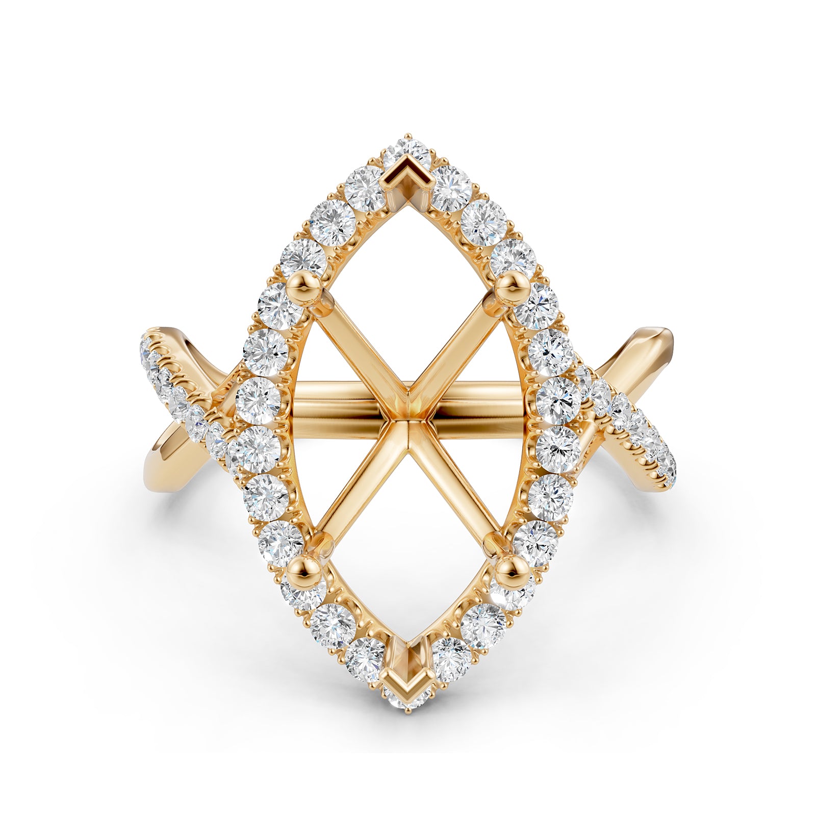 Twisted Halo XOXO Style Semi Mount Lab Grown Diamond Engagement Ring 0.70Ct.