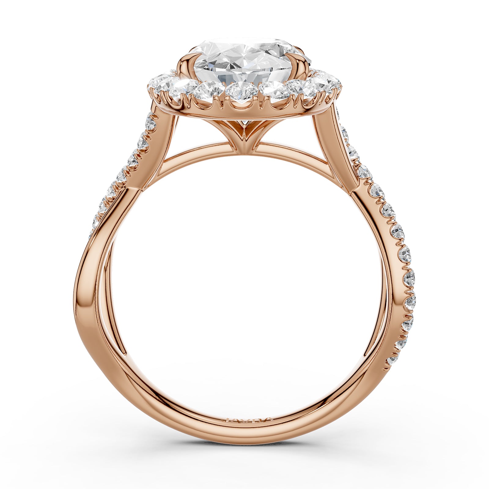 Twisted Halo XOXO Style Lab Grown Diamond Engagement Ring IGI Certified 3.70 Ctw.