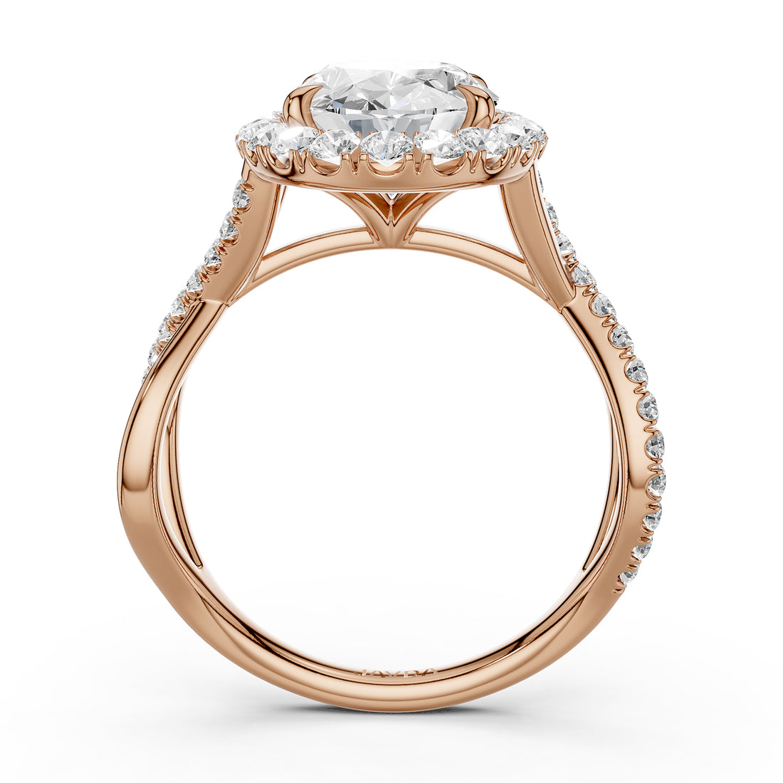 Twisted Halo XOXO Style Lab Grown Diamond Engagement Ring IGI Certified 3.70 Ctw.