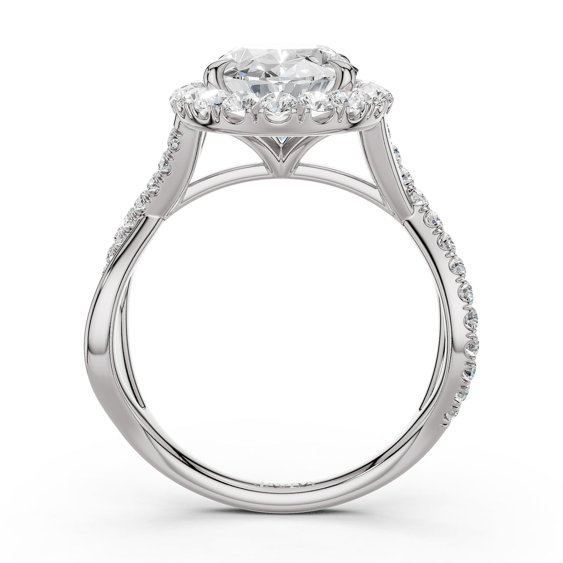 Twisted Halo XOXO Style Lab Grown Diamond Engagement Ring IGI Certified 3.70 Ctw.