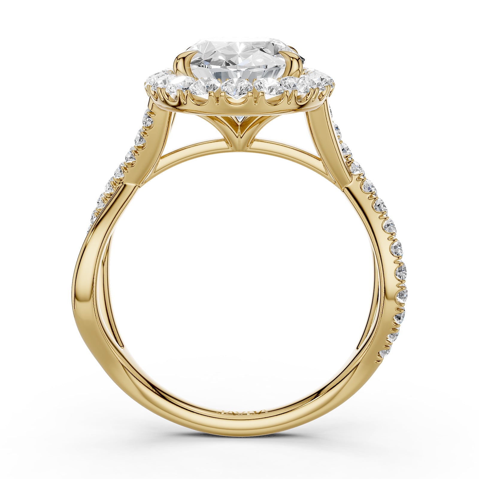 Twisted Halo XOXO Style Lab Grown Diamond Engagement Ring IGI Certified 3.70 Ctw.