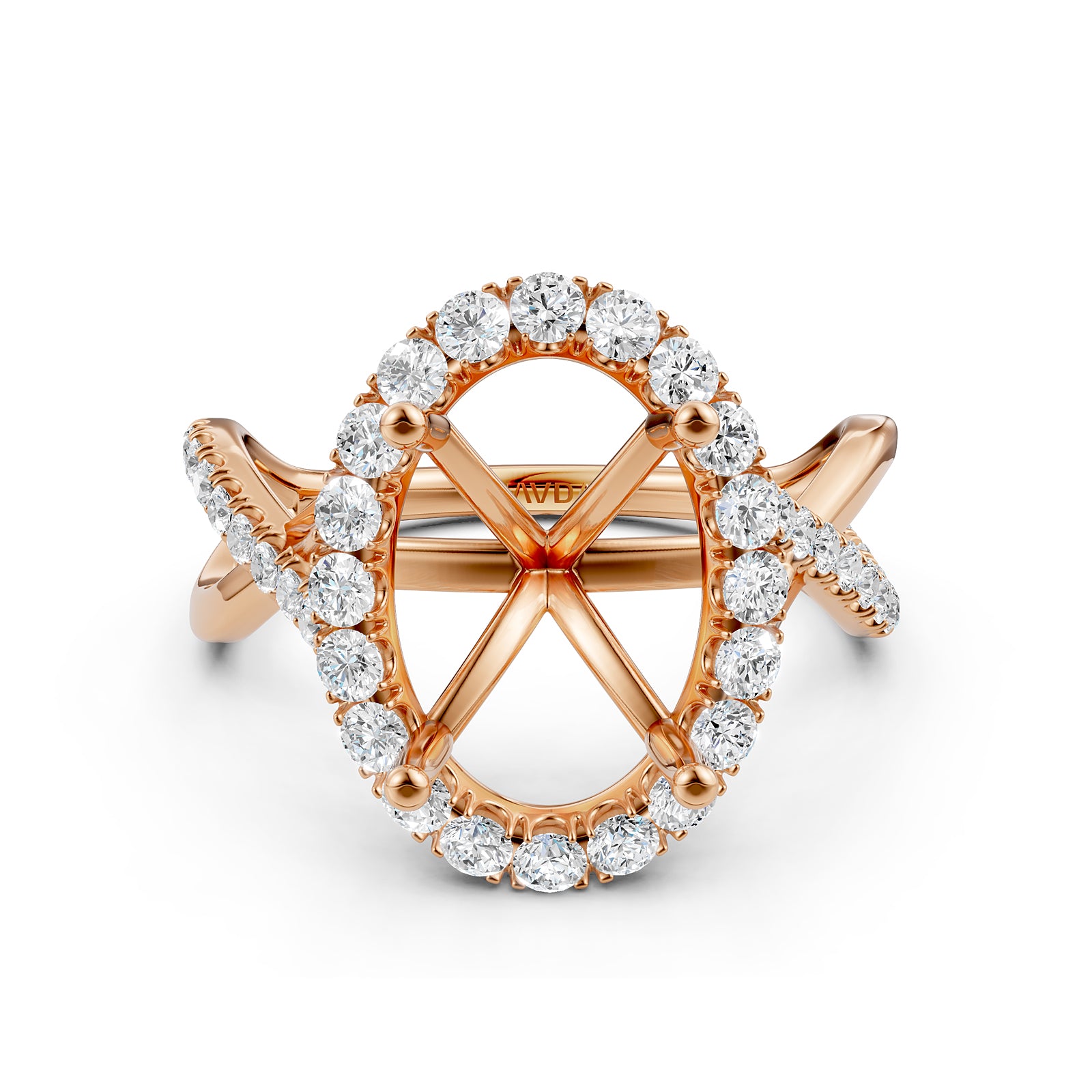 Twisted Halo XOXO Style Semi Mount Lab Grown Diamond Engagement Ring 0.70Ct.