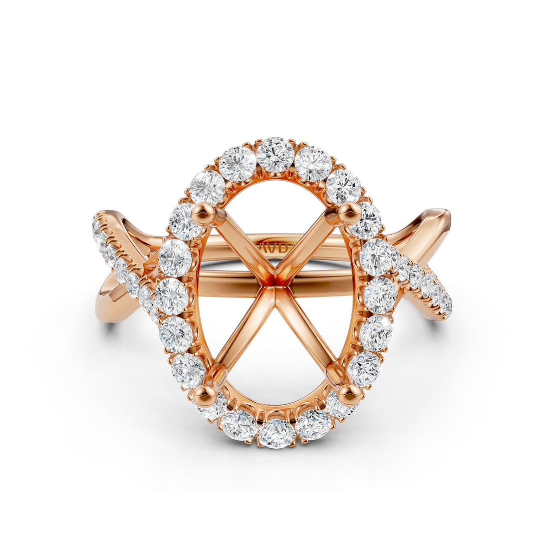 Twisted Halo XOXO Style Semi Mount Lab Grown Diamond Engagement Ring 0.70Ct.