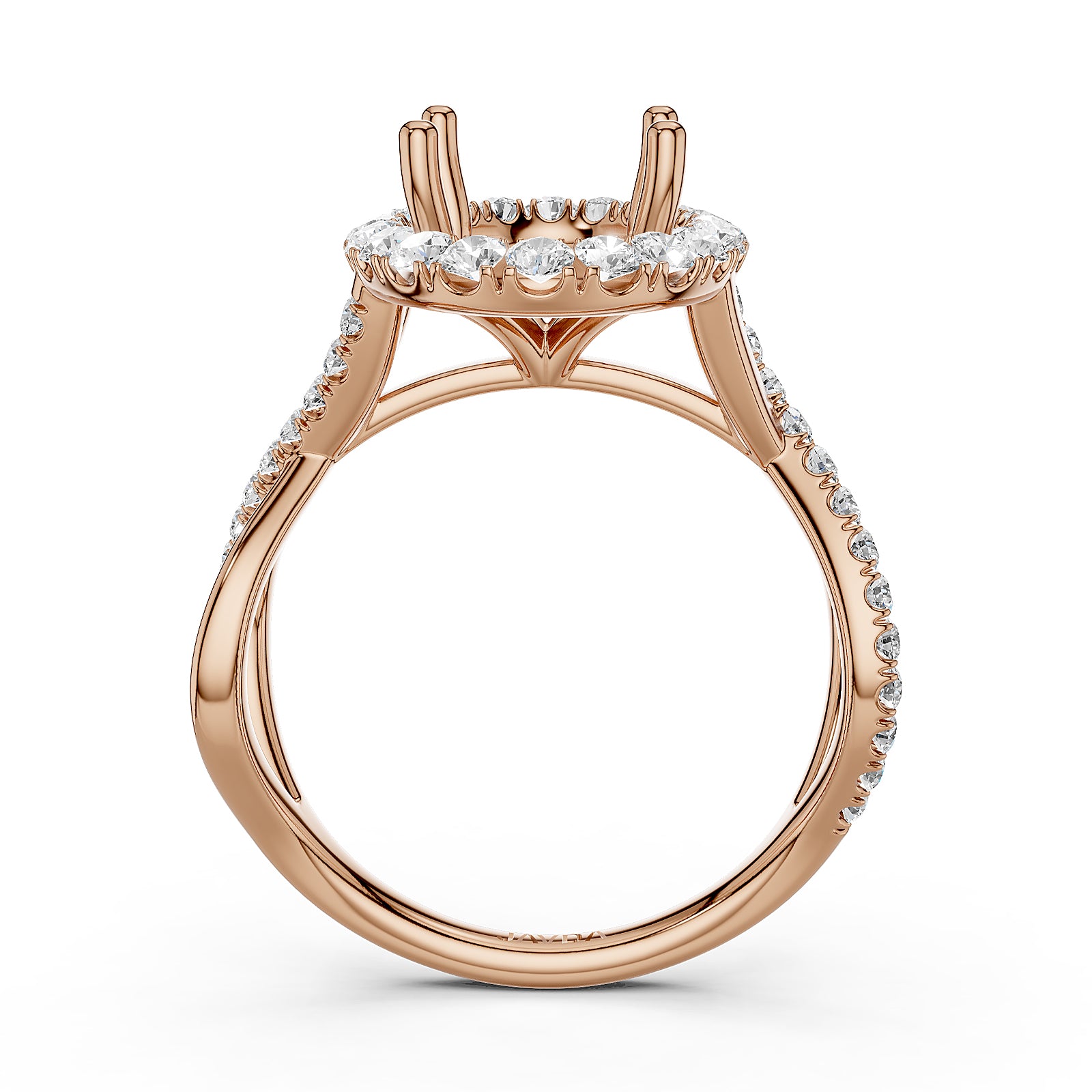 Twisted Halo XOXO Style Semi Mount Lab Grown Diamond Engagement Ring 0.70Ct.