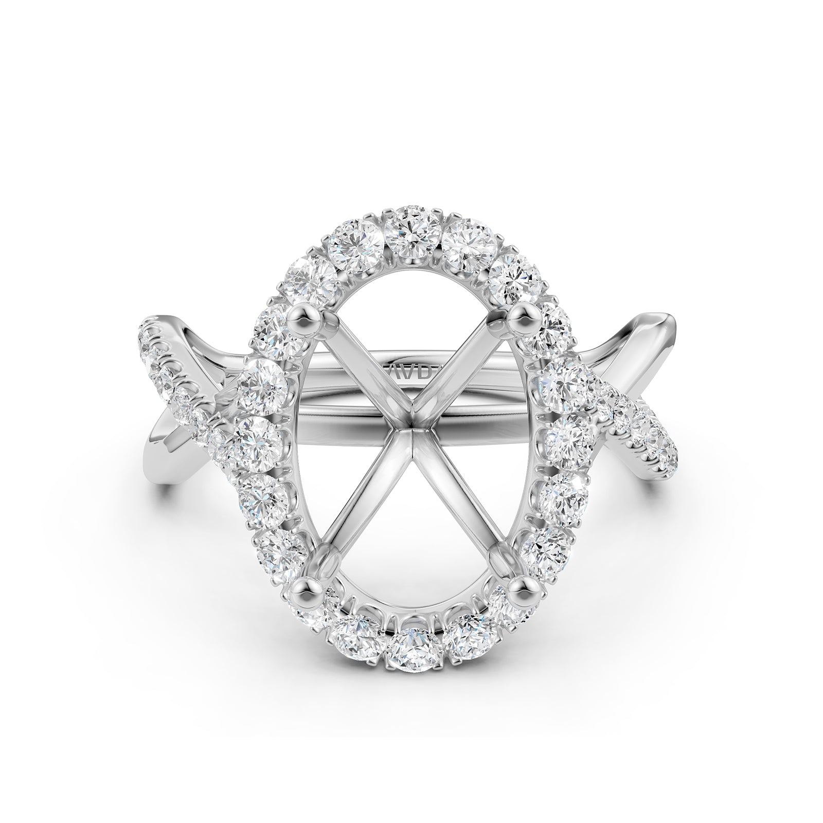 Twisted Halo XOXO Style Semi Mount Lab Grown Diamond Engagement Ring 0.70Ct.