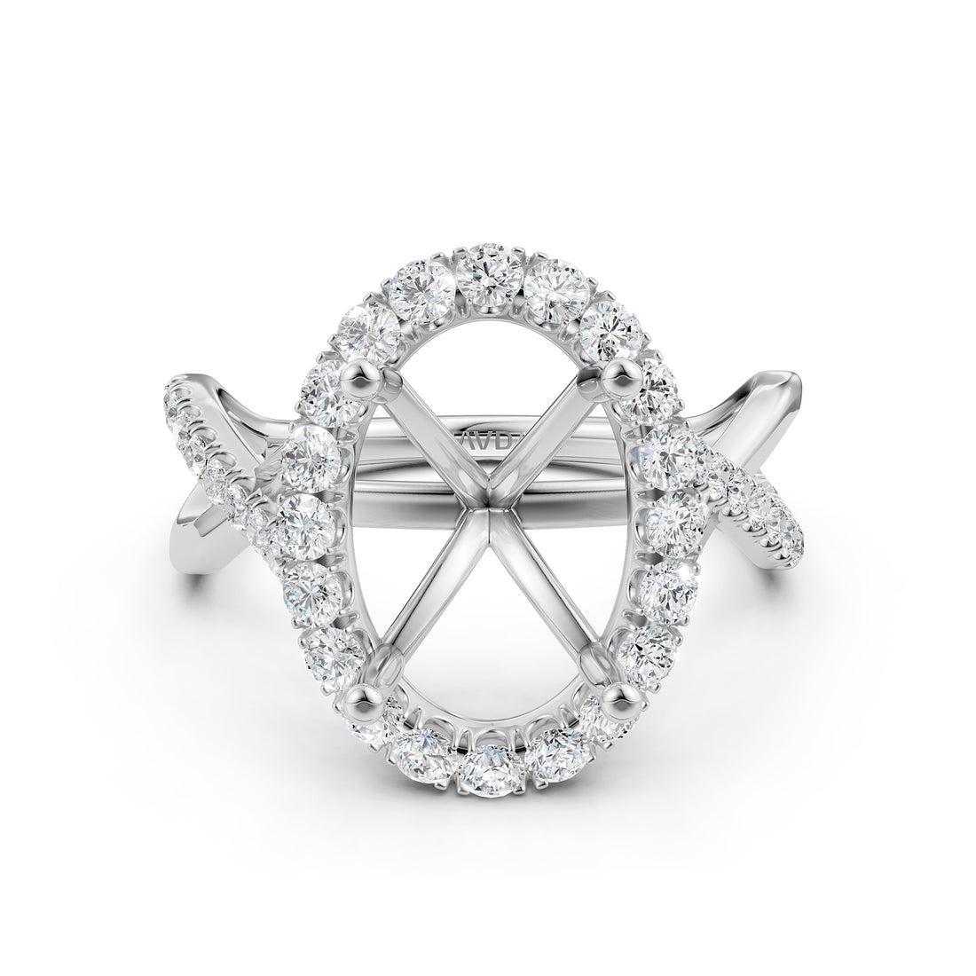 Twisted Halo XOXO Style Semi Mount Lab Grown Diamond Engagement Ring 0.70Ct.