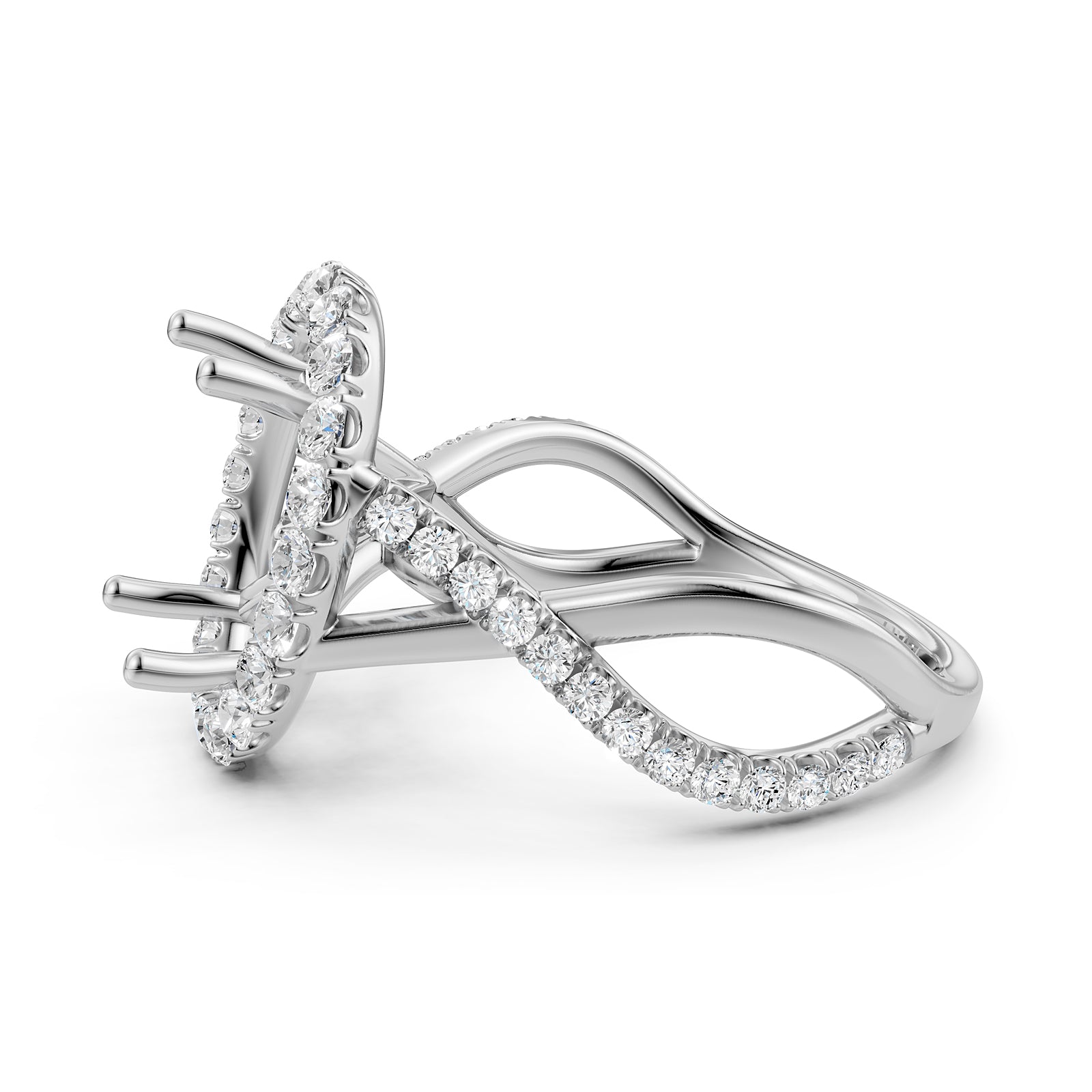 Twisted Halo XOXO Style Semi Mount Lab Grown Diamond Engagement Ring 0.70Ct.