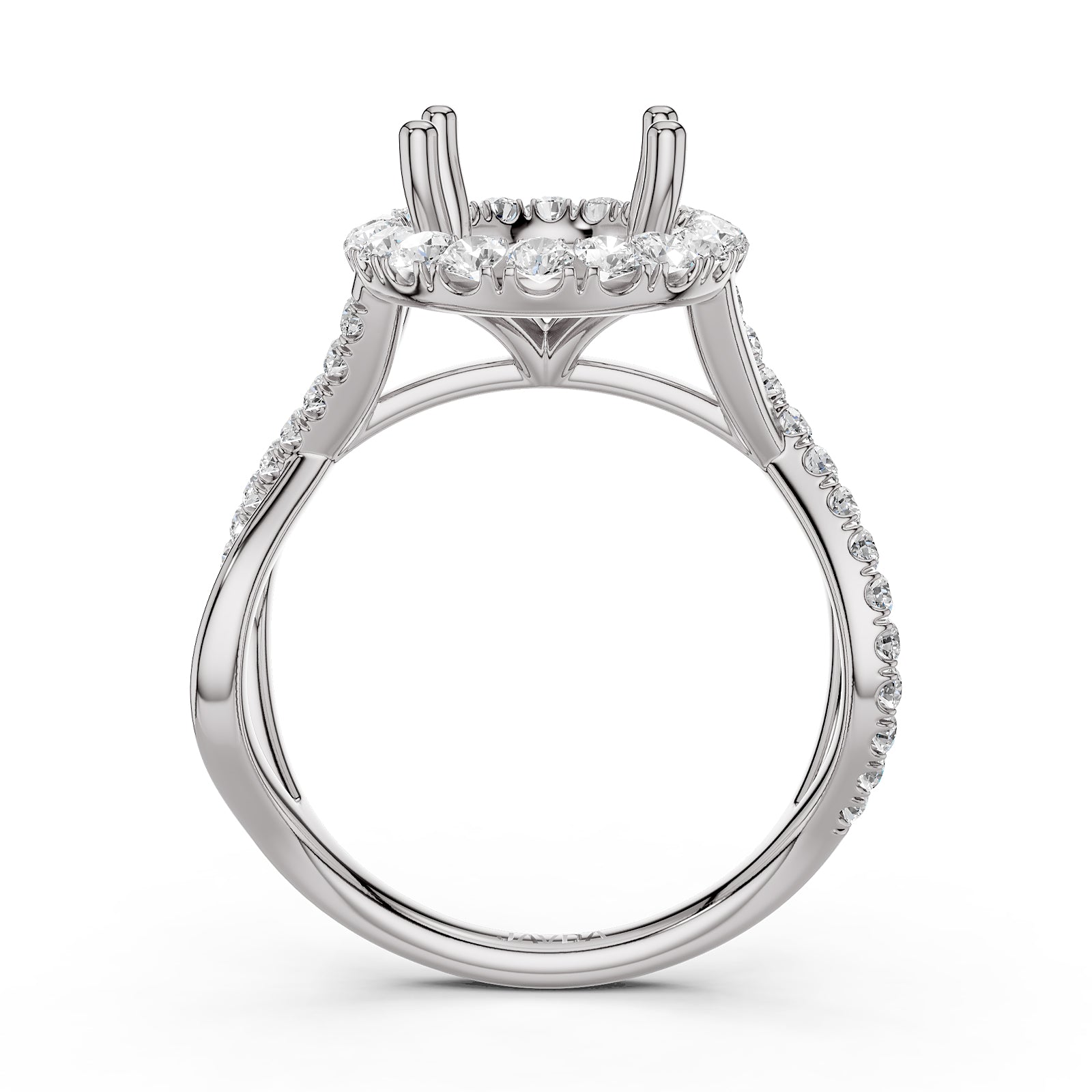 Twisted Halo XOXO Style Semi Mount Lab Grown Diamond Engagement Ring 0.70Ct.