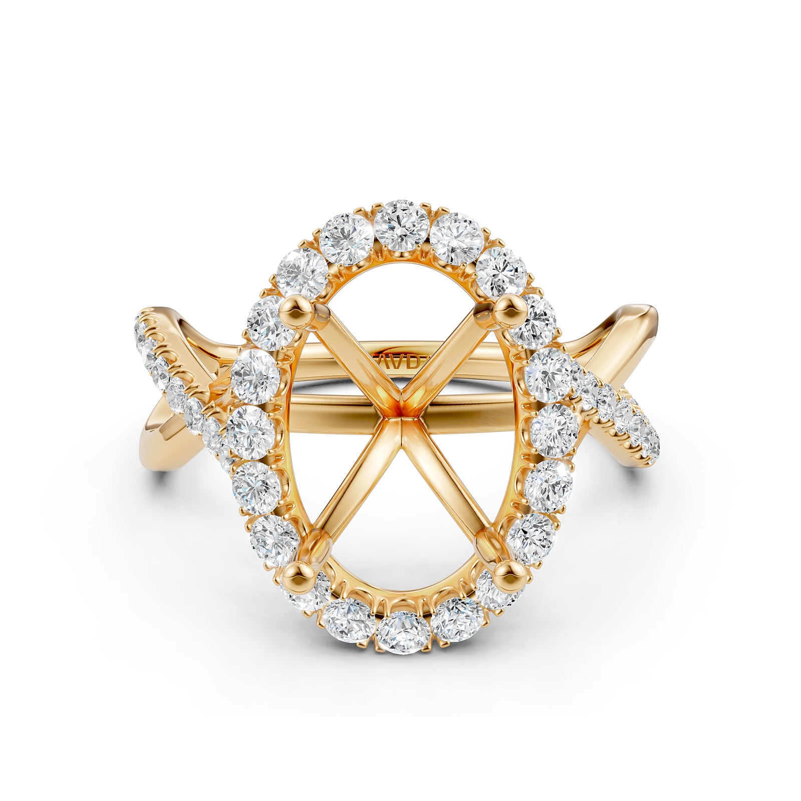 Twisted Halo XOXO Style Semi Mount Lab Grown Diamond Engagement Ring 0.70Ct.