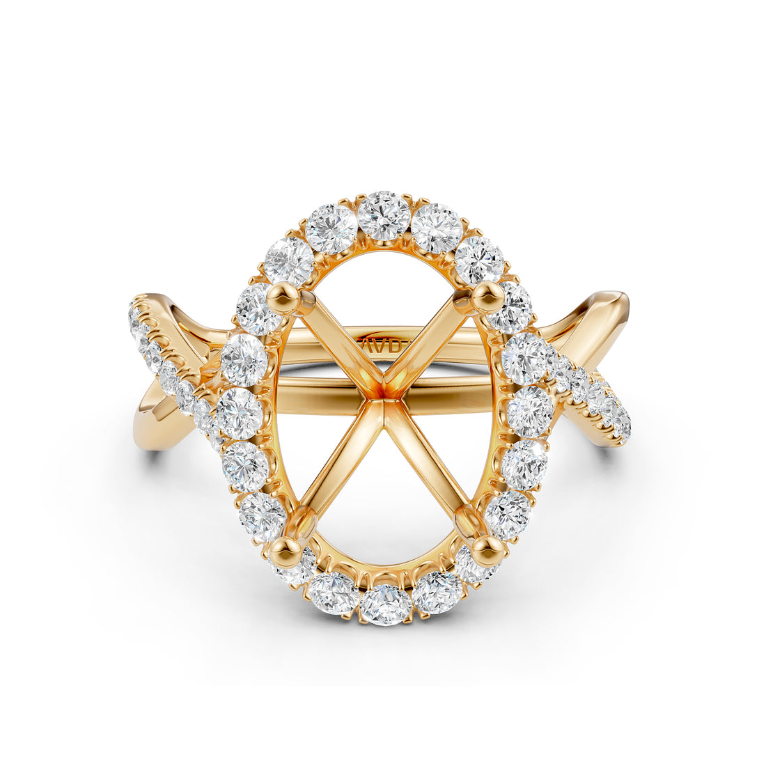 Twisted Halo XOXO Style Semi Mount Lab Grown Diamond Engagement Ring 0.70Ct.