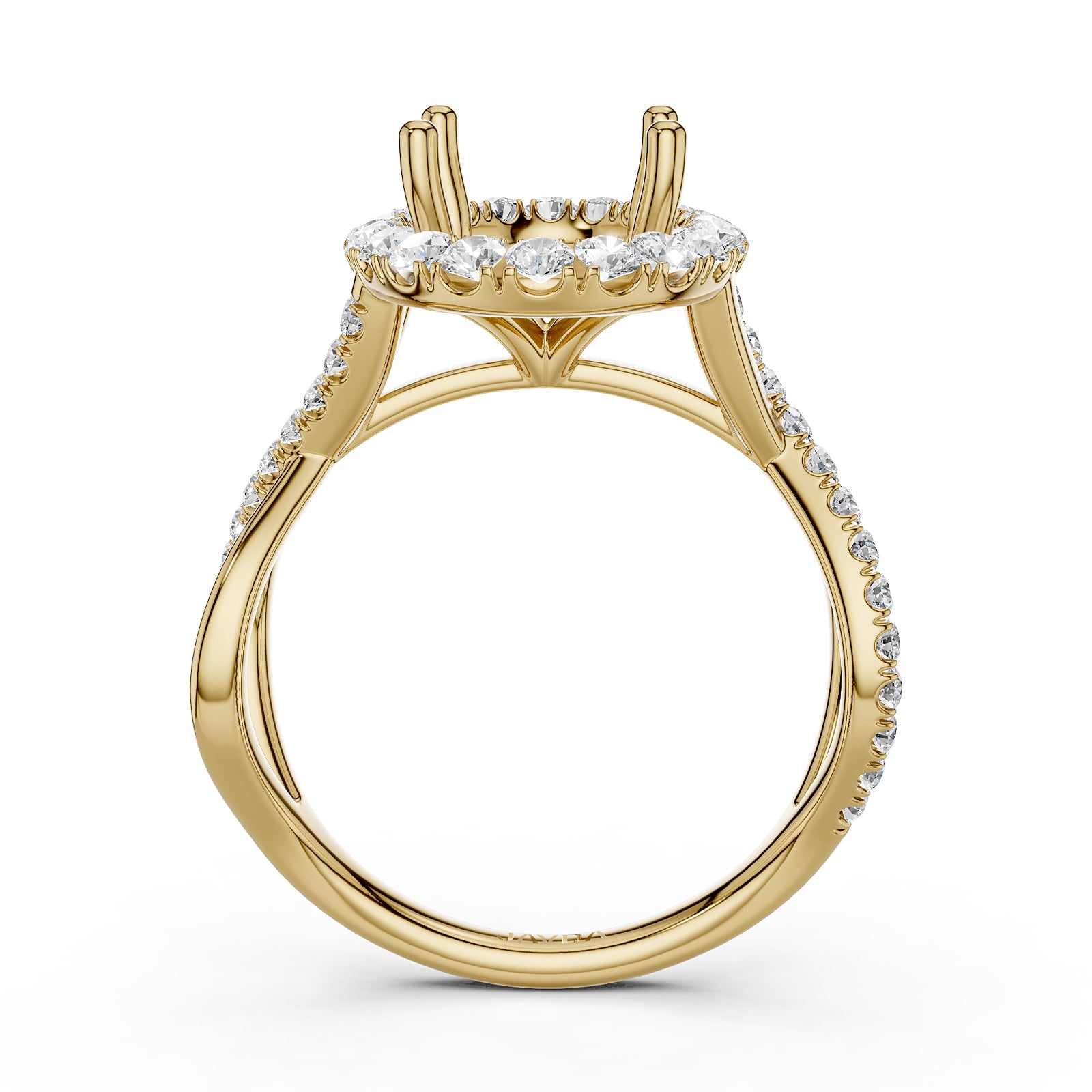 Twisted Halo XOXO Style Semi Mount Lab Grown Diamond Engagement Ring 0.70Ct.