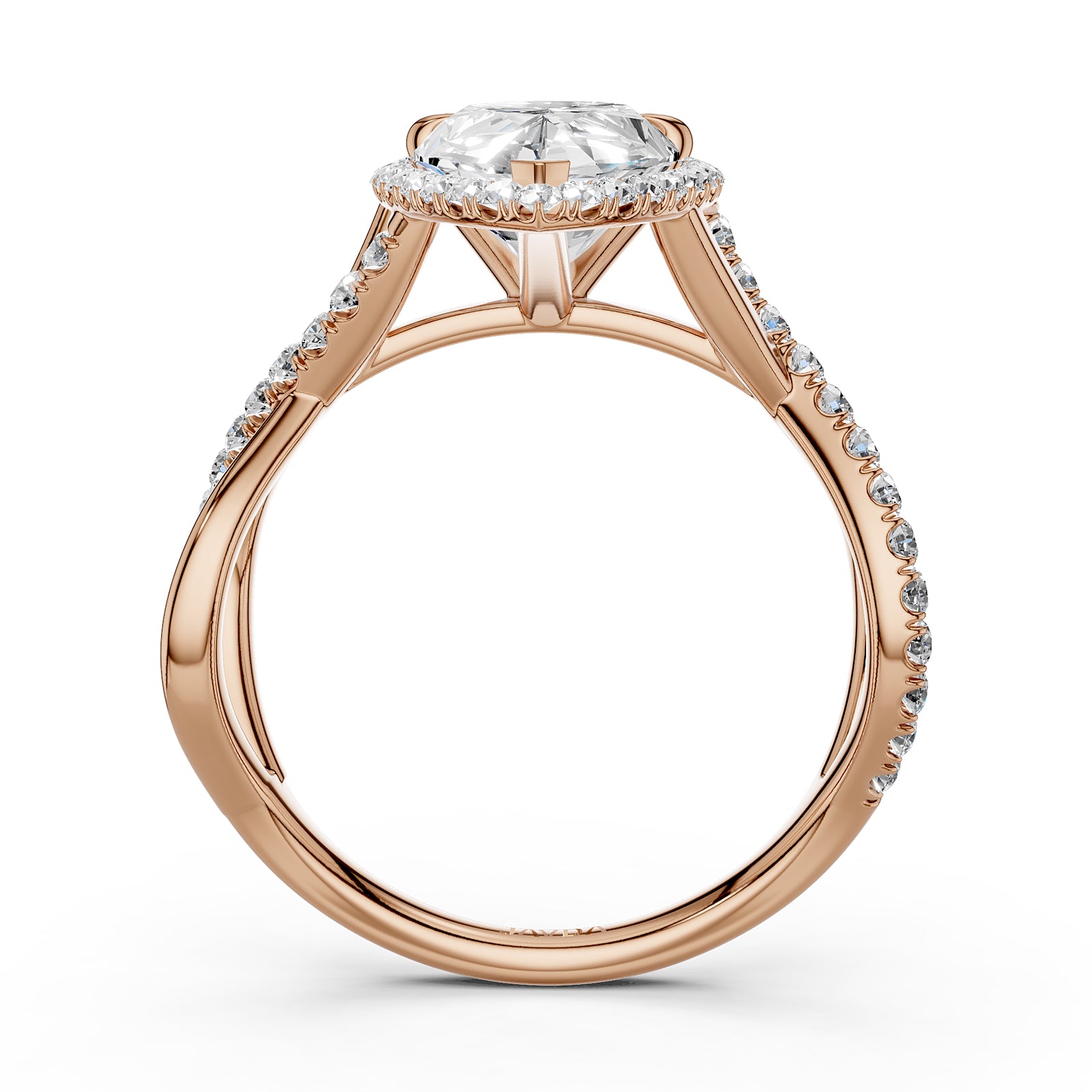 Twisted Halo XOXO Style Lab Grown Diamond Engagement Ring IGI Certified 3.70 Ctw.