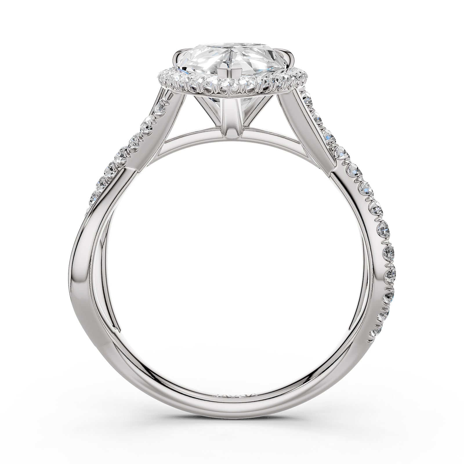 Twisted Halo XOXO Style Lab Grown Diamond Engagement Ring IGI Certified 3.70 Ctw.